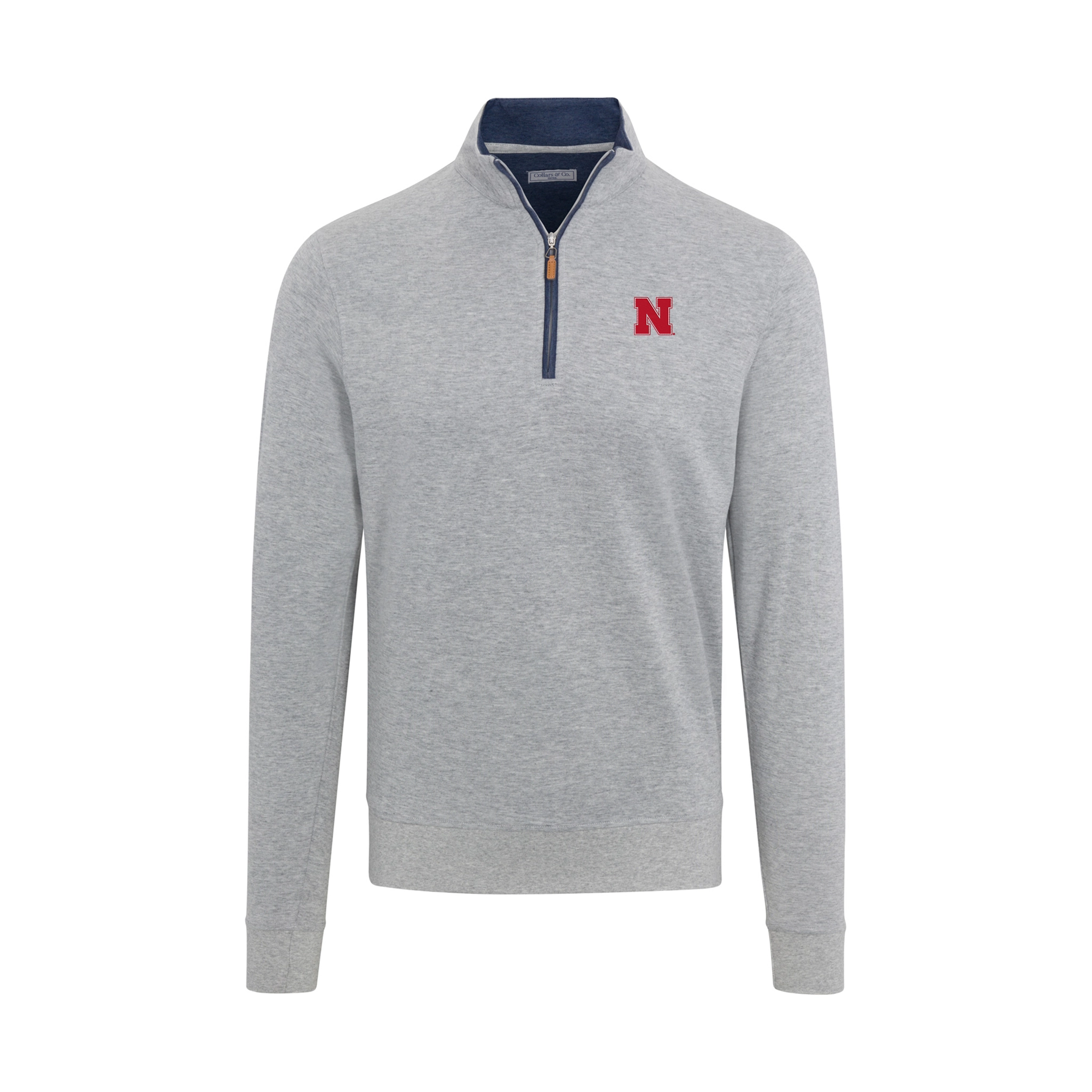 Nebraska Light Grey Heather Cloud Cotton Quarter Zip Pullover