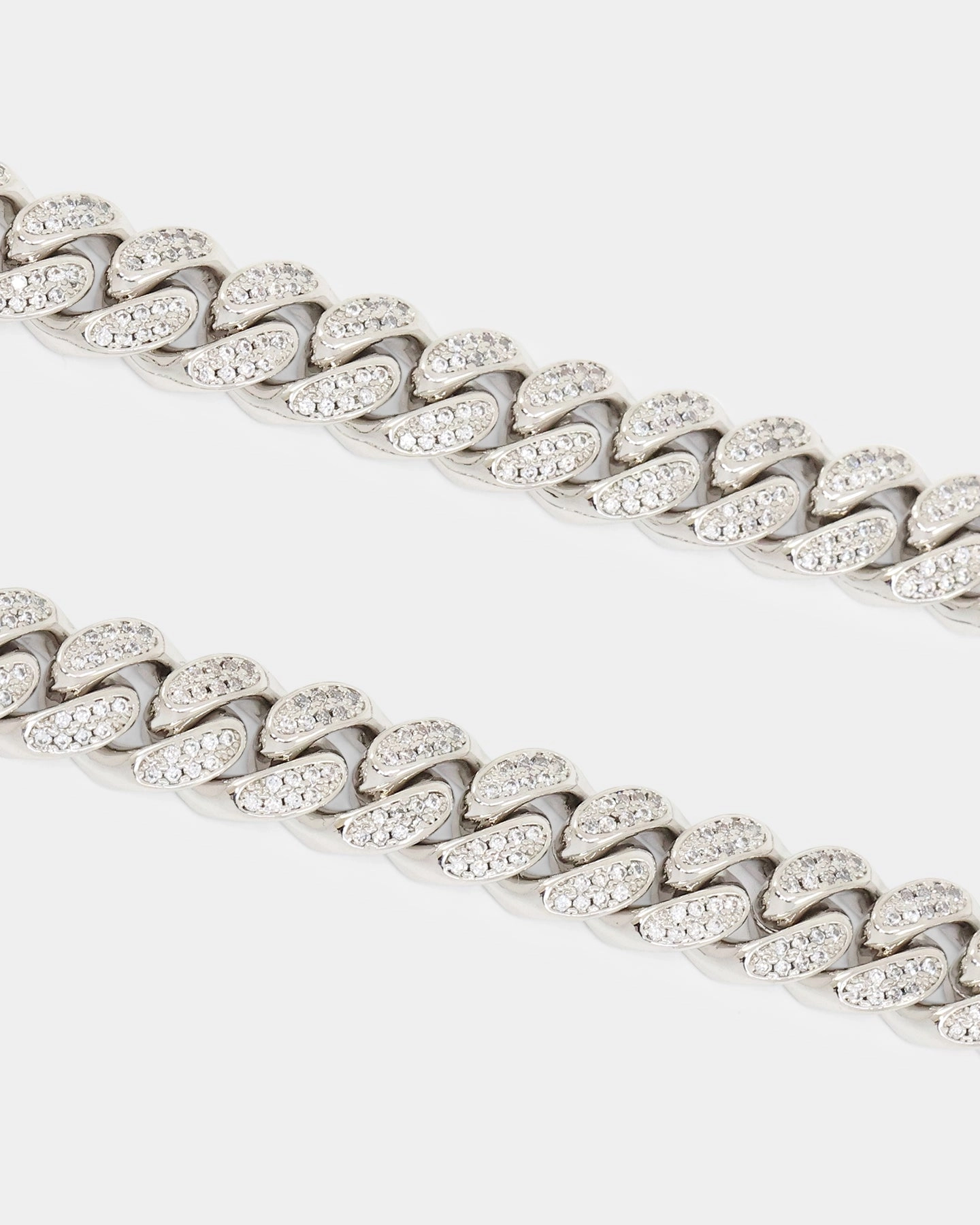 NXS 12mm Diamond Cuban Link Chain Iced White Gold