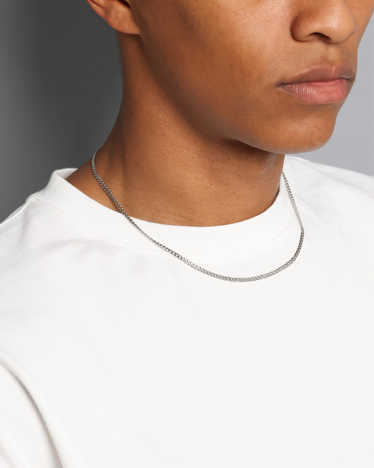 NXS 2.7MM Diamond Cut Curb Chain White Gold