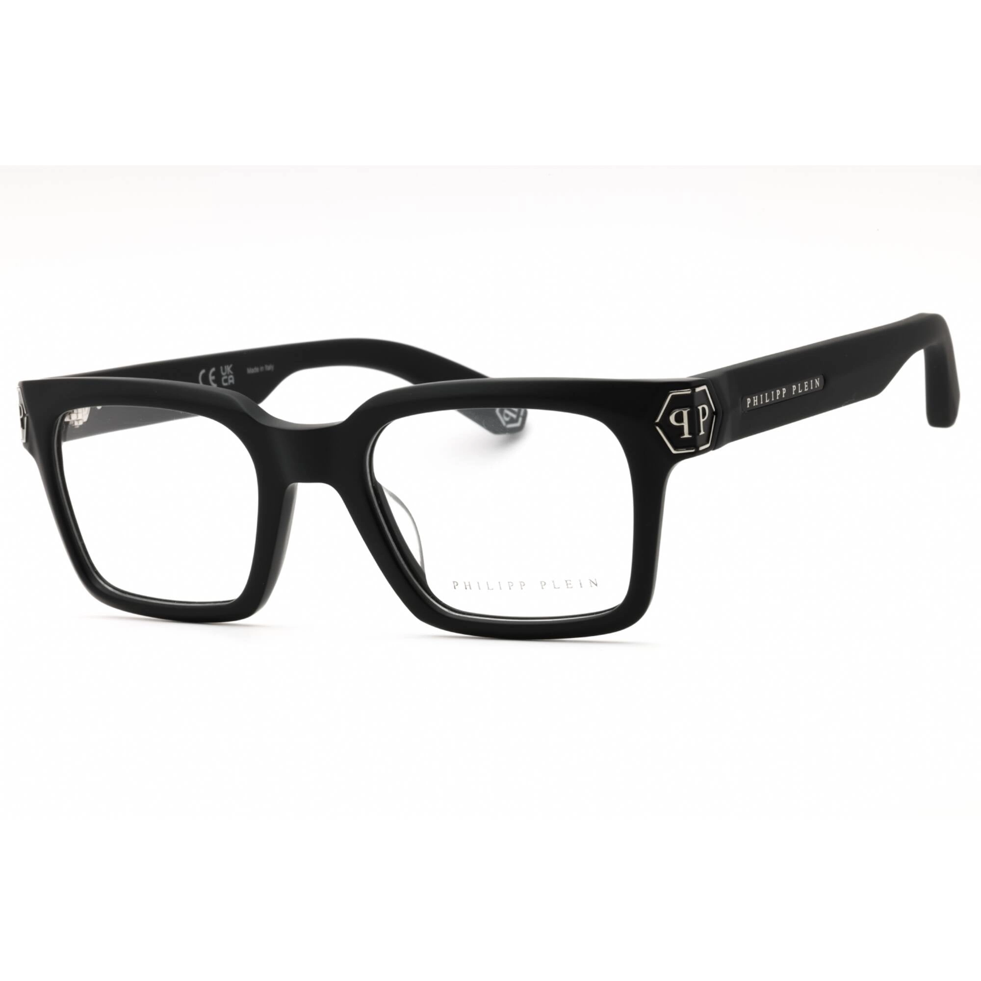 Philipp Plein Men's Eyeglasses - Black Acetate Rectangular Full Rim | VPP082M 0703