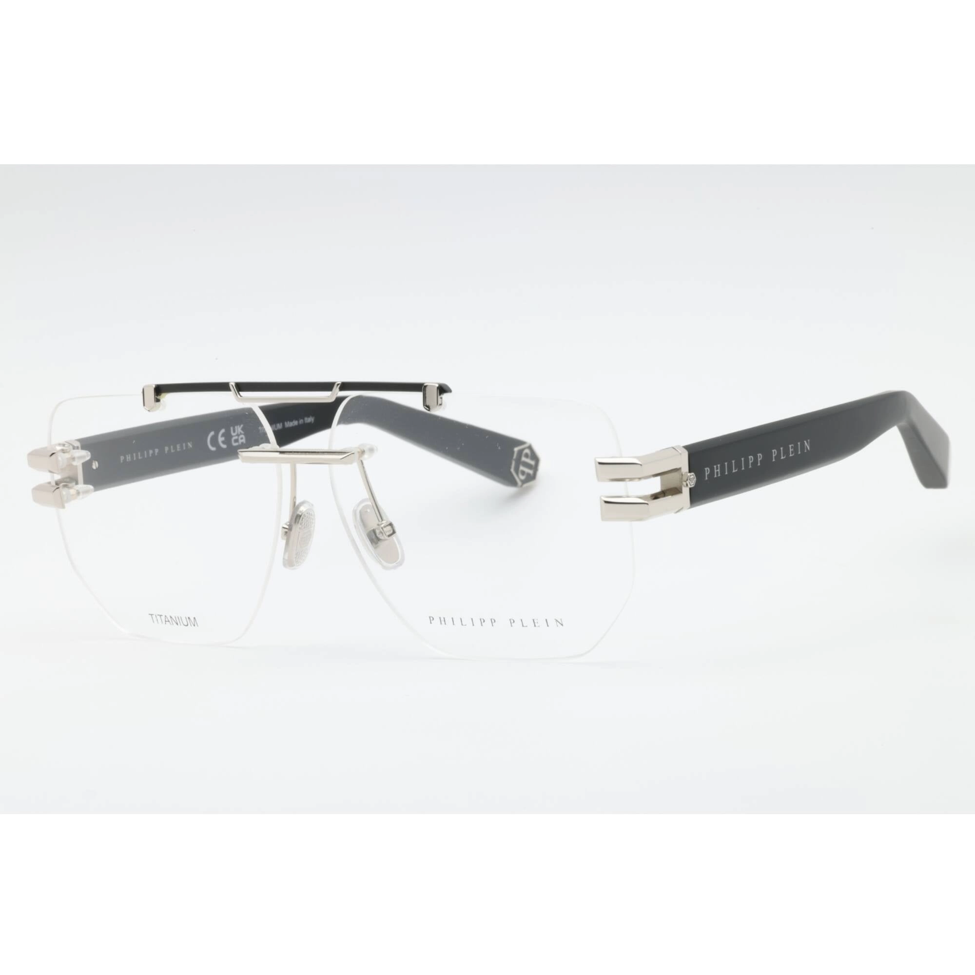 Philipp Plein Men's Eyeglasses - Palladium W/Semi-gloss Black Parts | VPP087M 0K07