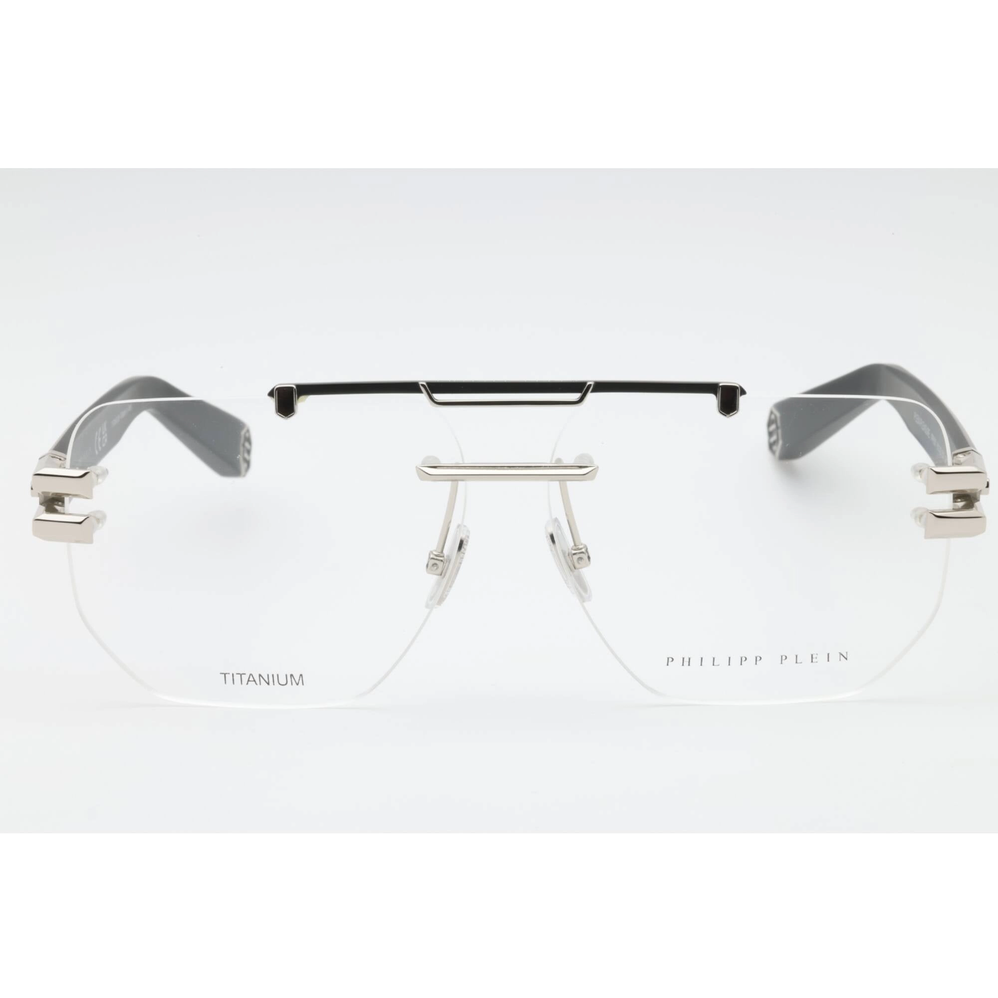 Philipp Plein Men's Eyeglasses - Palladium W/Semi-gloss Black Parts | VPP087M 0K07