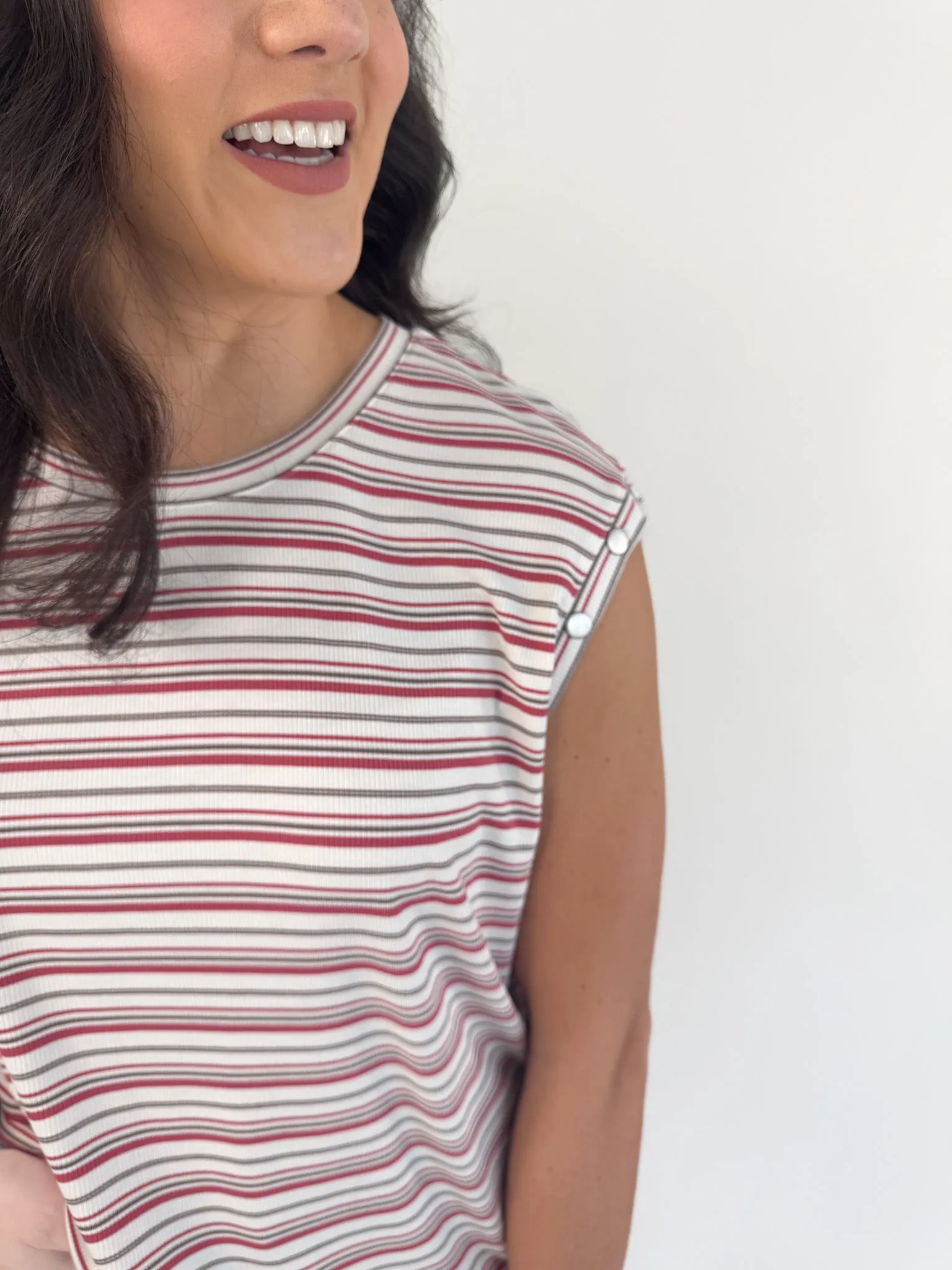 Pink Stripe Dolman Sleeveless Top
