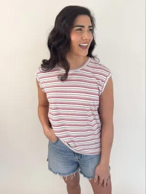 Pink Stripe Dolman Sleeveless Top