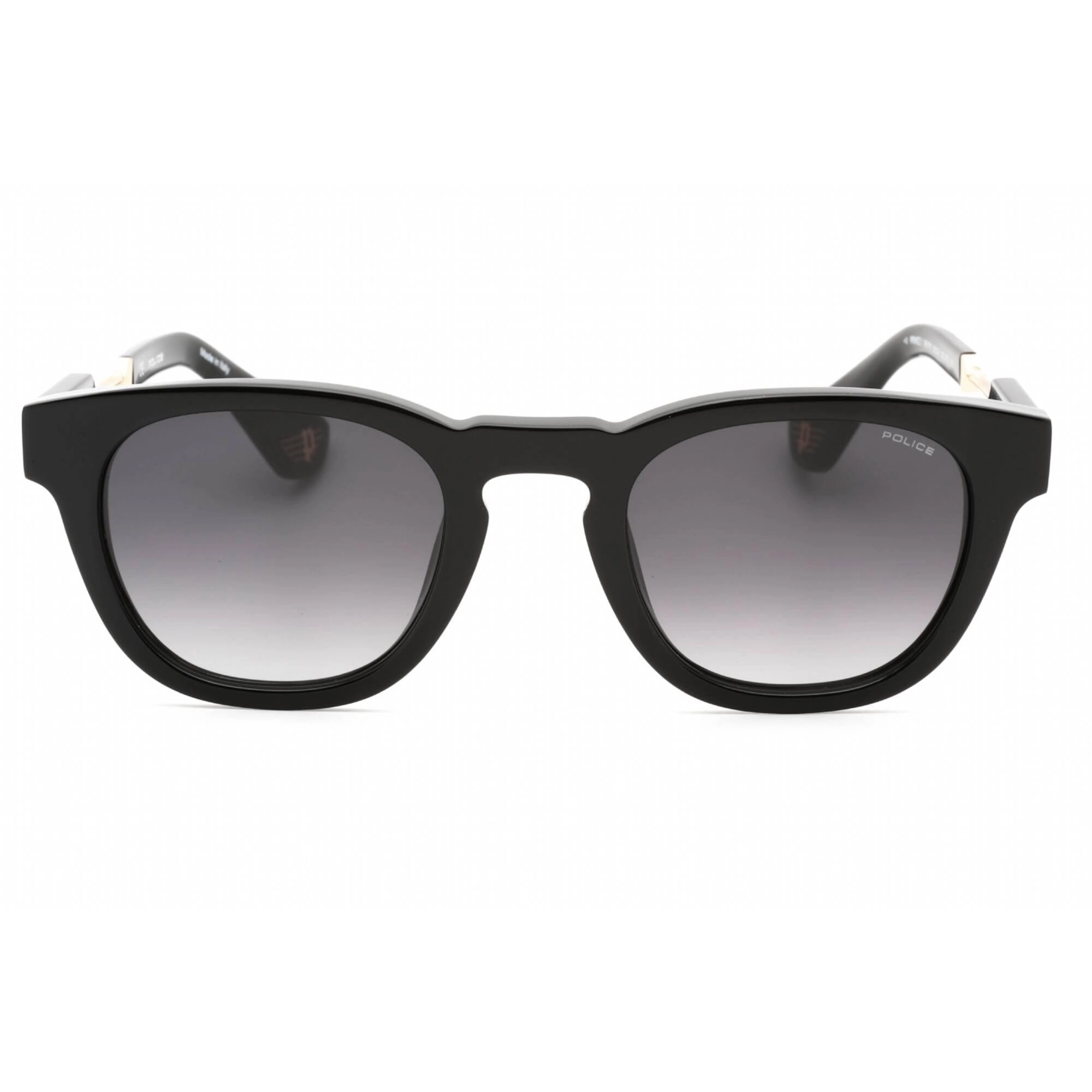 Police Men's Sunglasses - Shiny Black Acetate Round Full Rim Frame | SPLF70M 0700