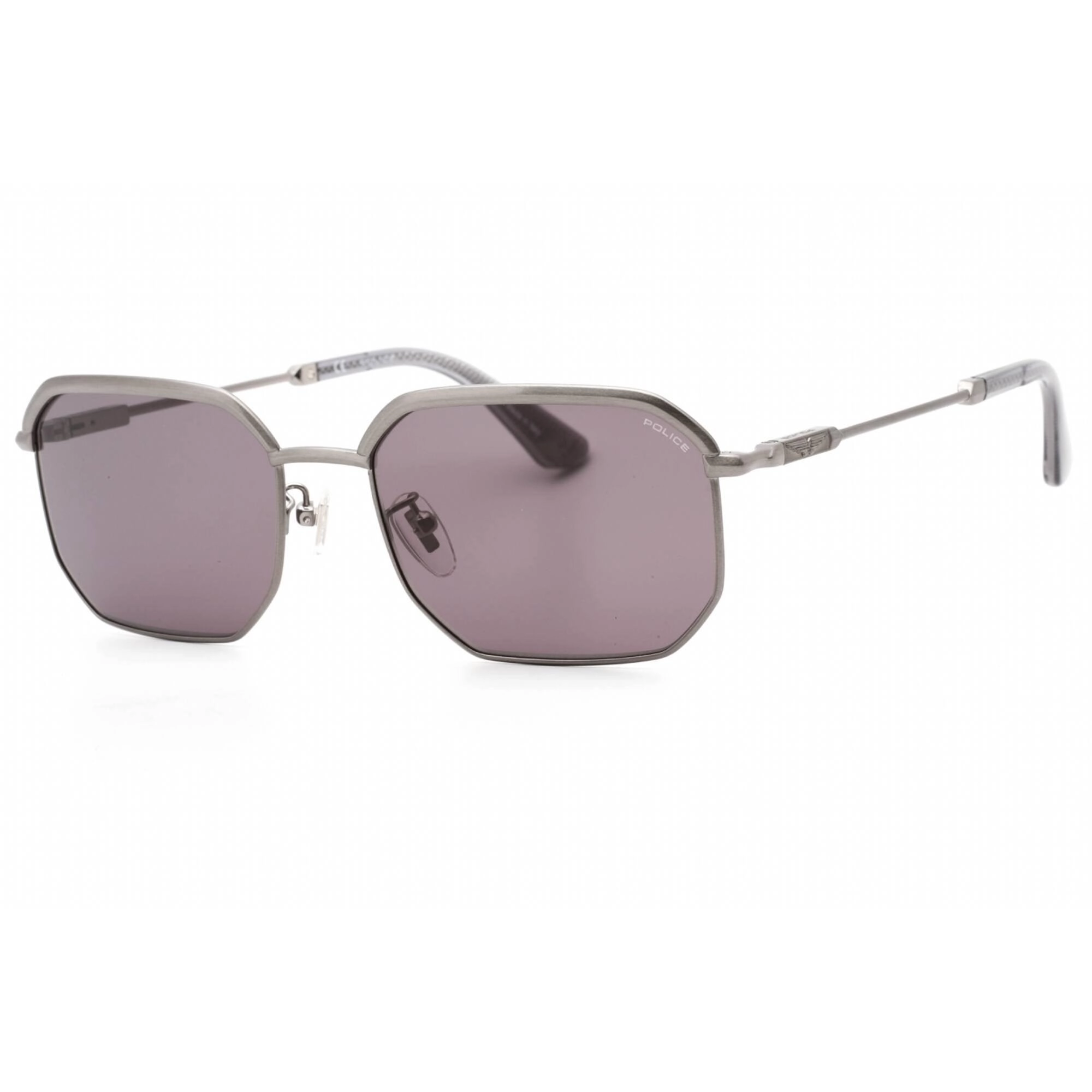 Police Men's Sunglasses - Total Shiny Satin Ruthenium Geometric Frame | SPLF73M 0A21