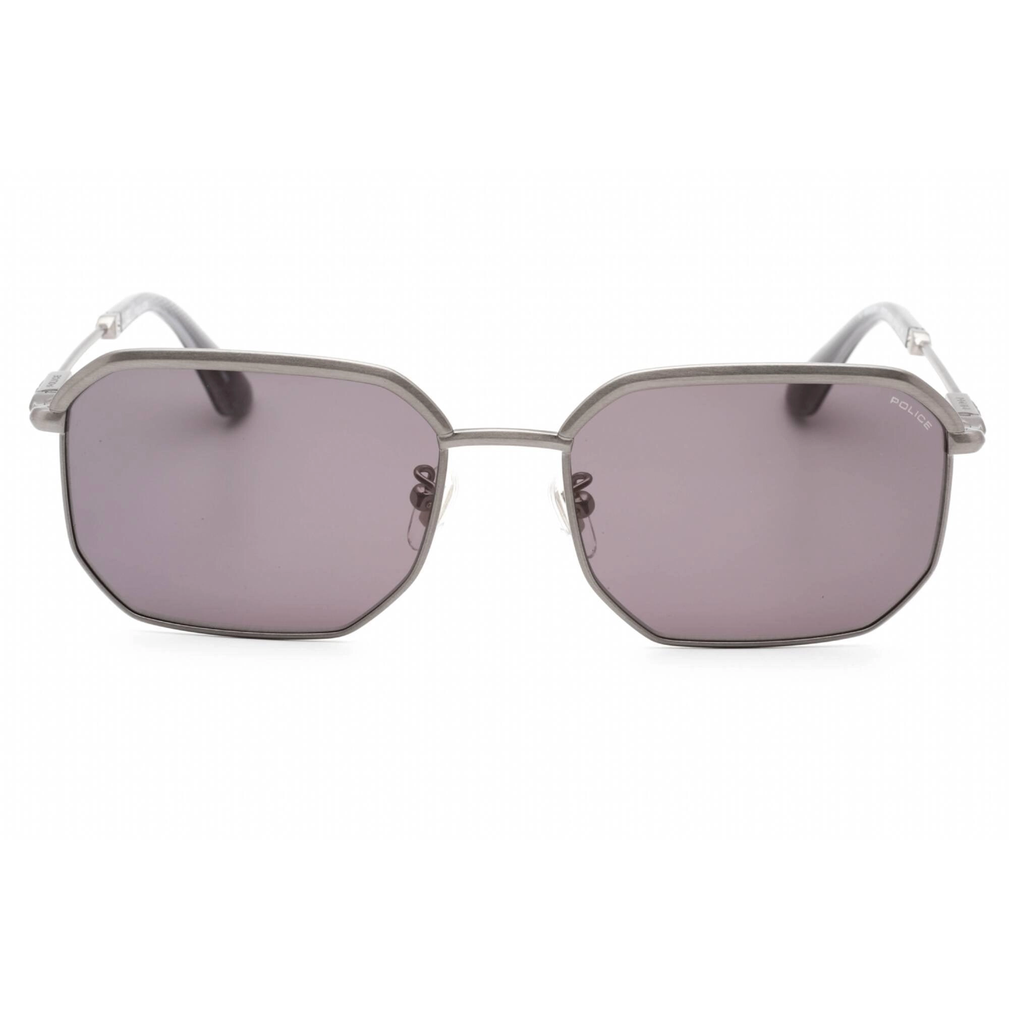 Police Men's Sunglasses - Total Shiny Satin Ruthenium Geometric Frame | SPLF73M 0A21