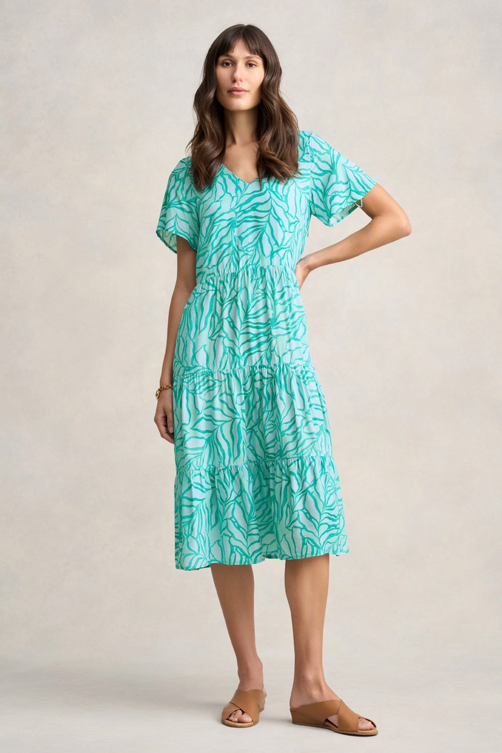 Printed Tier Dress - Two Tone Foliage