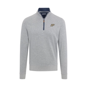 Purdue Light Grey Heather Cloud Cotton Quarter Zip Pullover