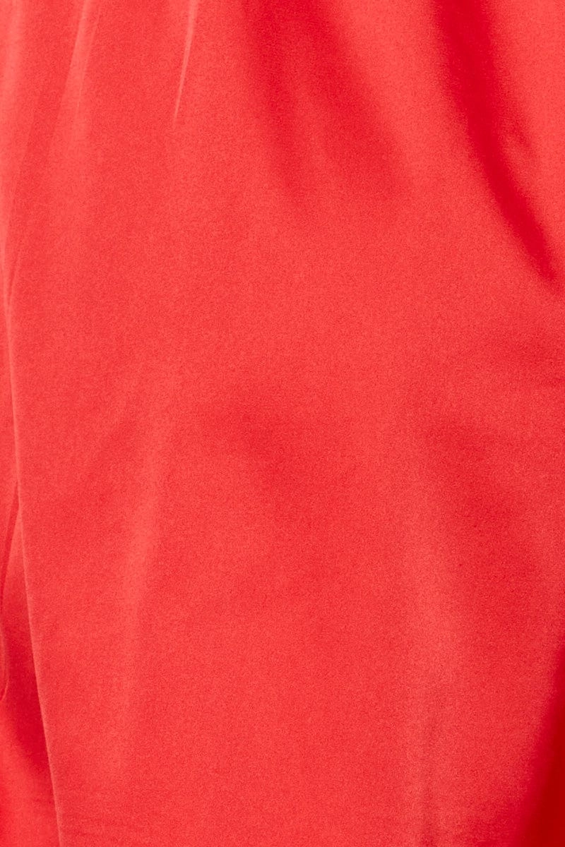 Red Bralette Pyjamas Set Satin