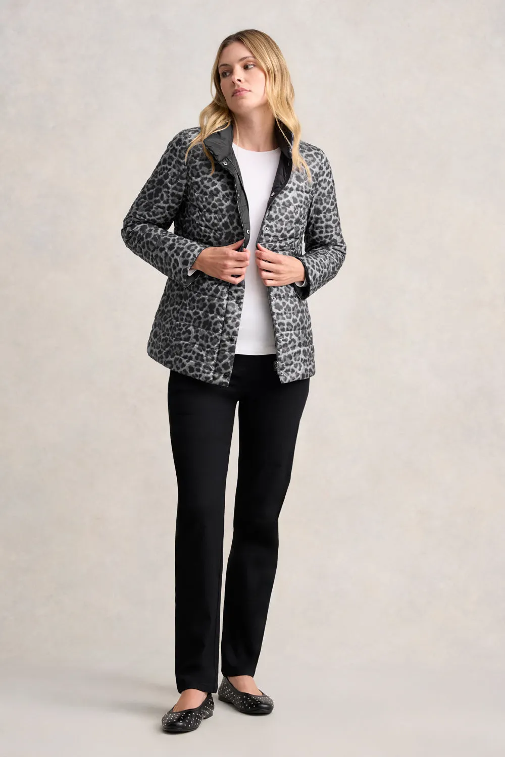 Reversible Puffer Jacket - Black Leopard