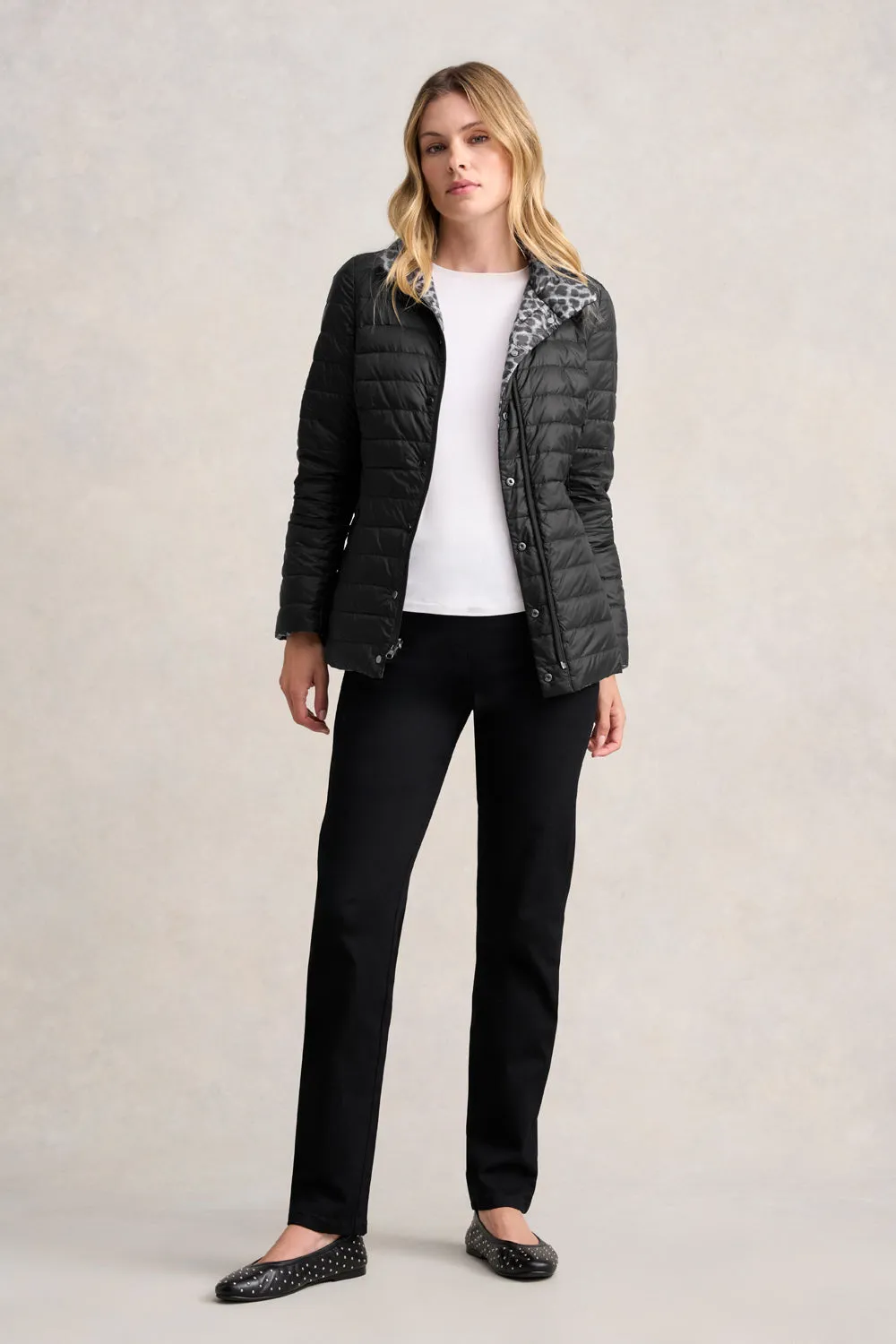 Reversible Puffer Jacket - Black Leopard
