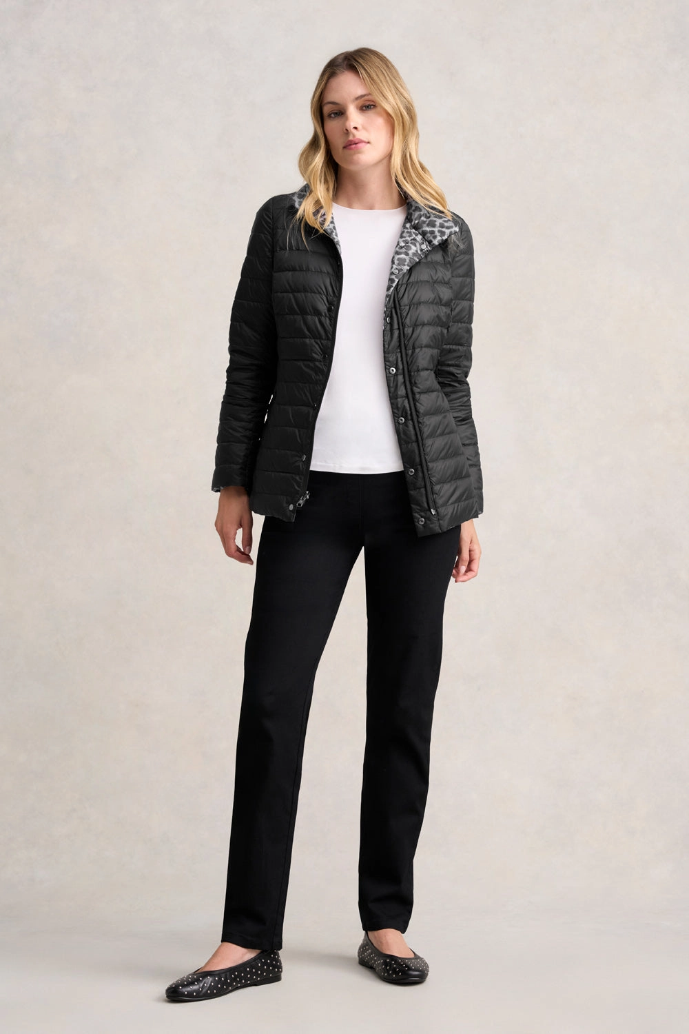 Reversible Puffer Jacket - Black Leopard