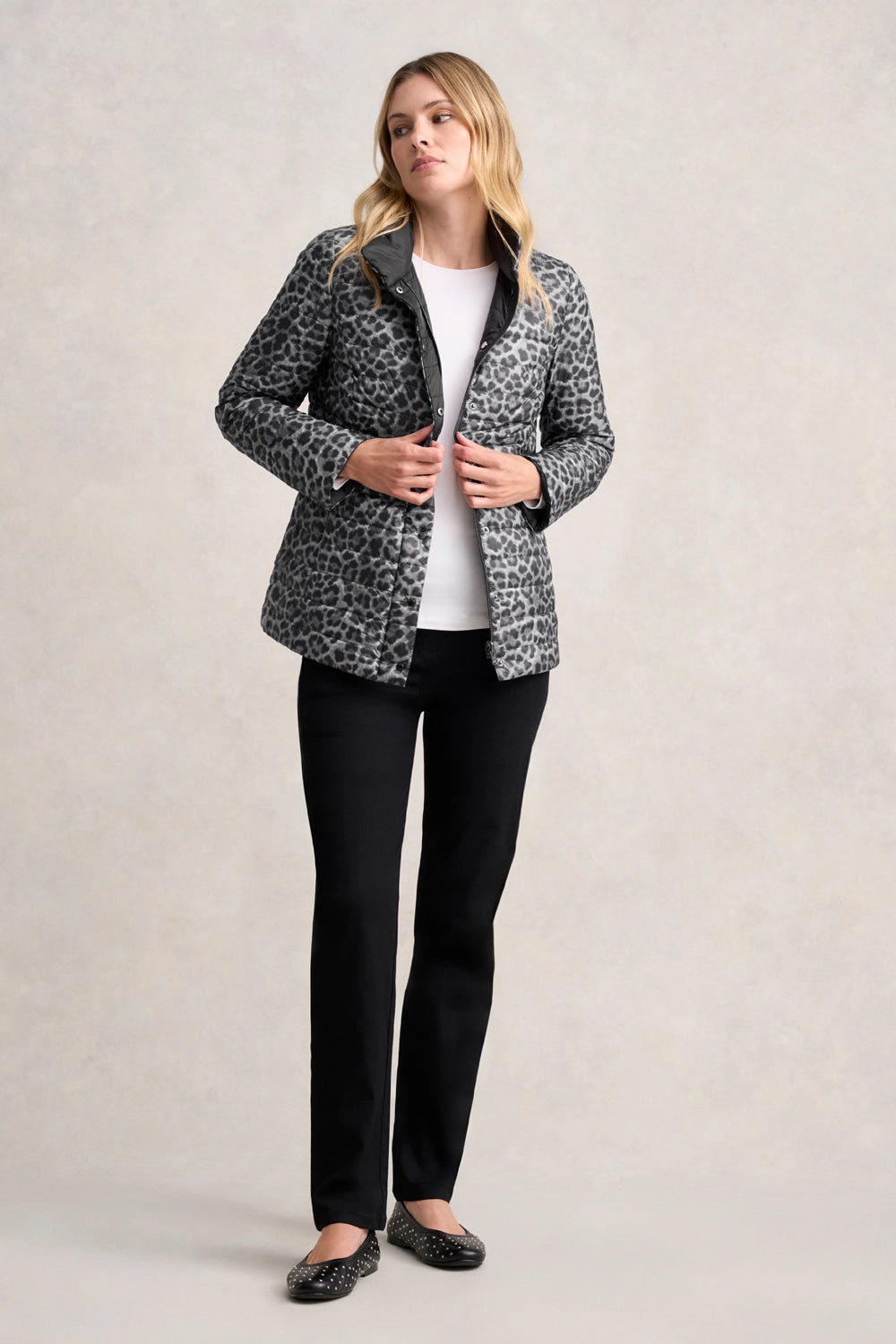 Reversible Puffer Jacket - Black Leopard