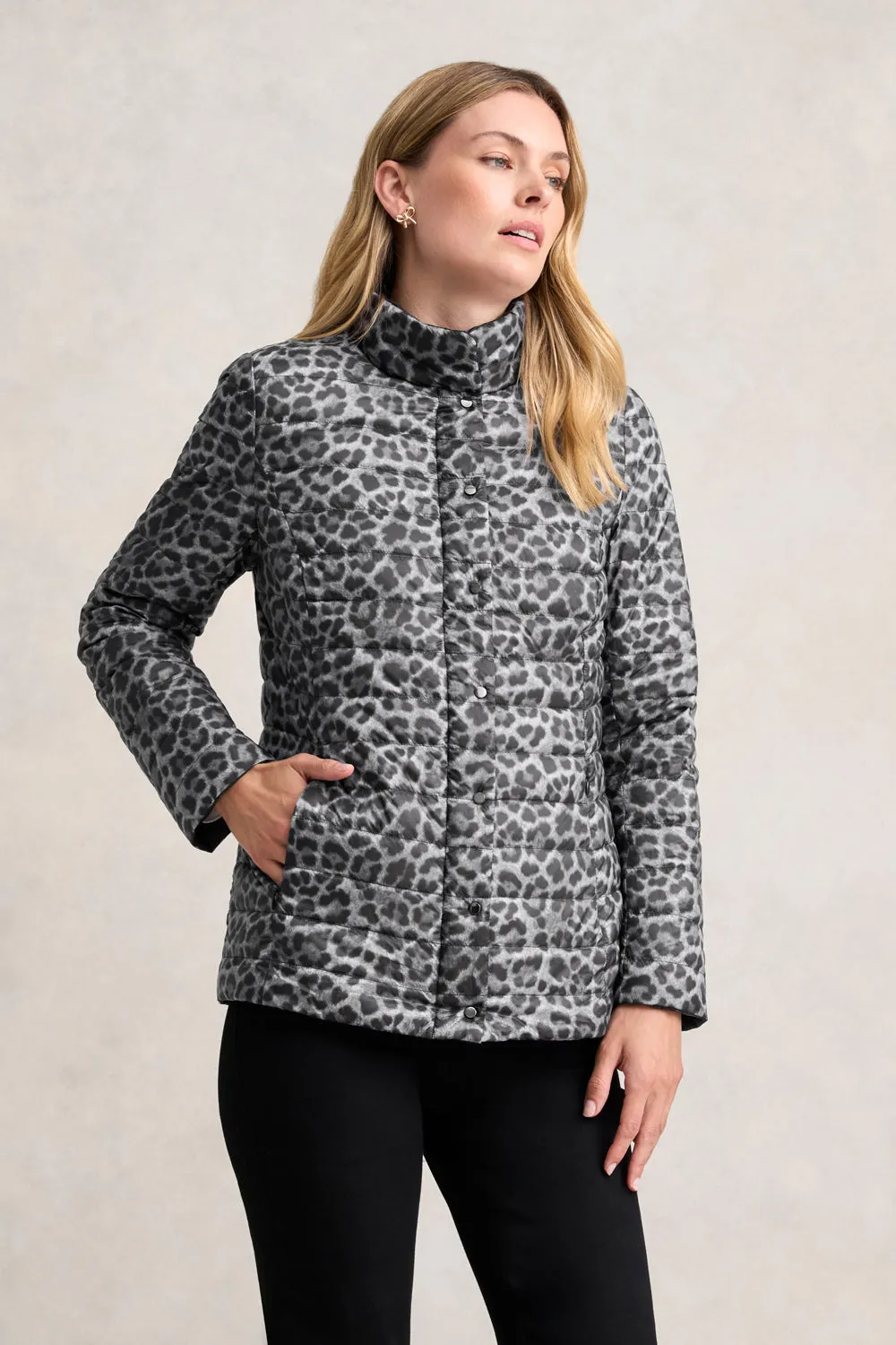 Reversible Puffer Jacket - Black Leopard