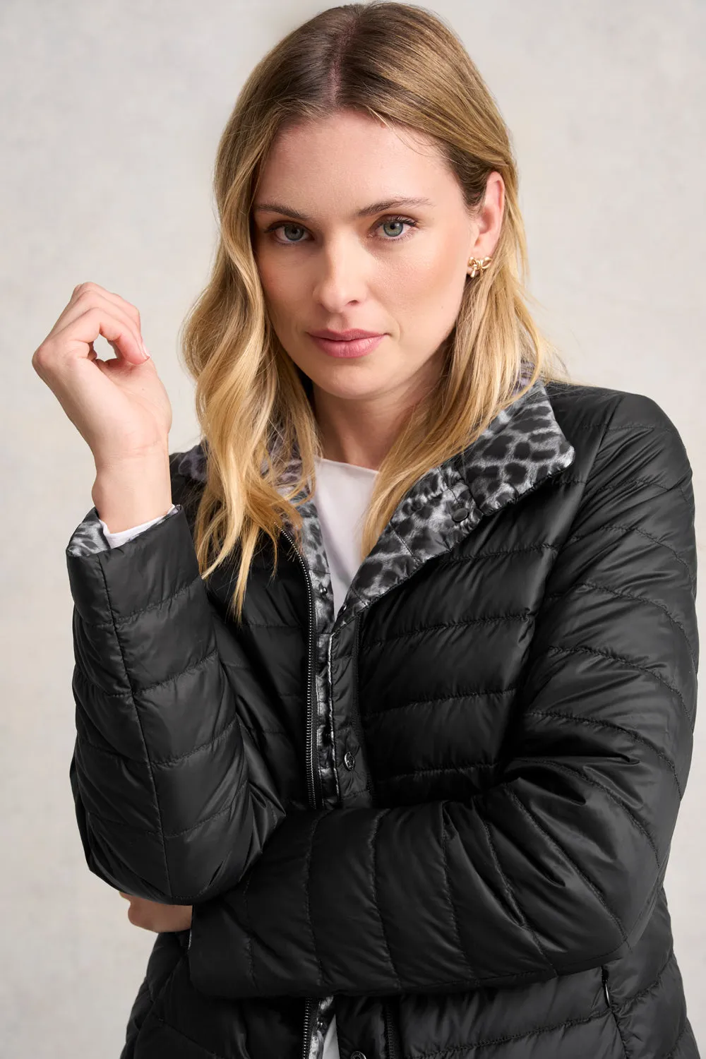 Reversible Puffer Jacket - Black Leopard