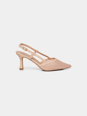 Rhinestone & Mesh Slingback Pump