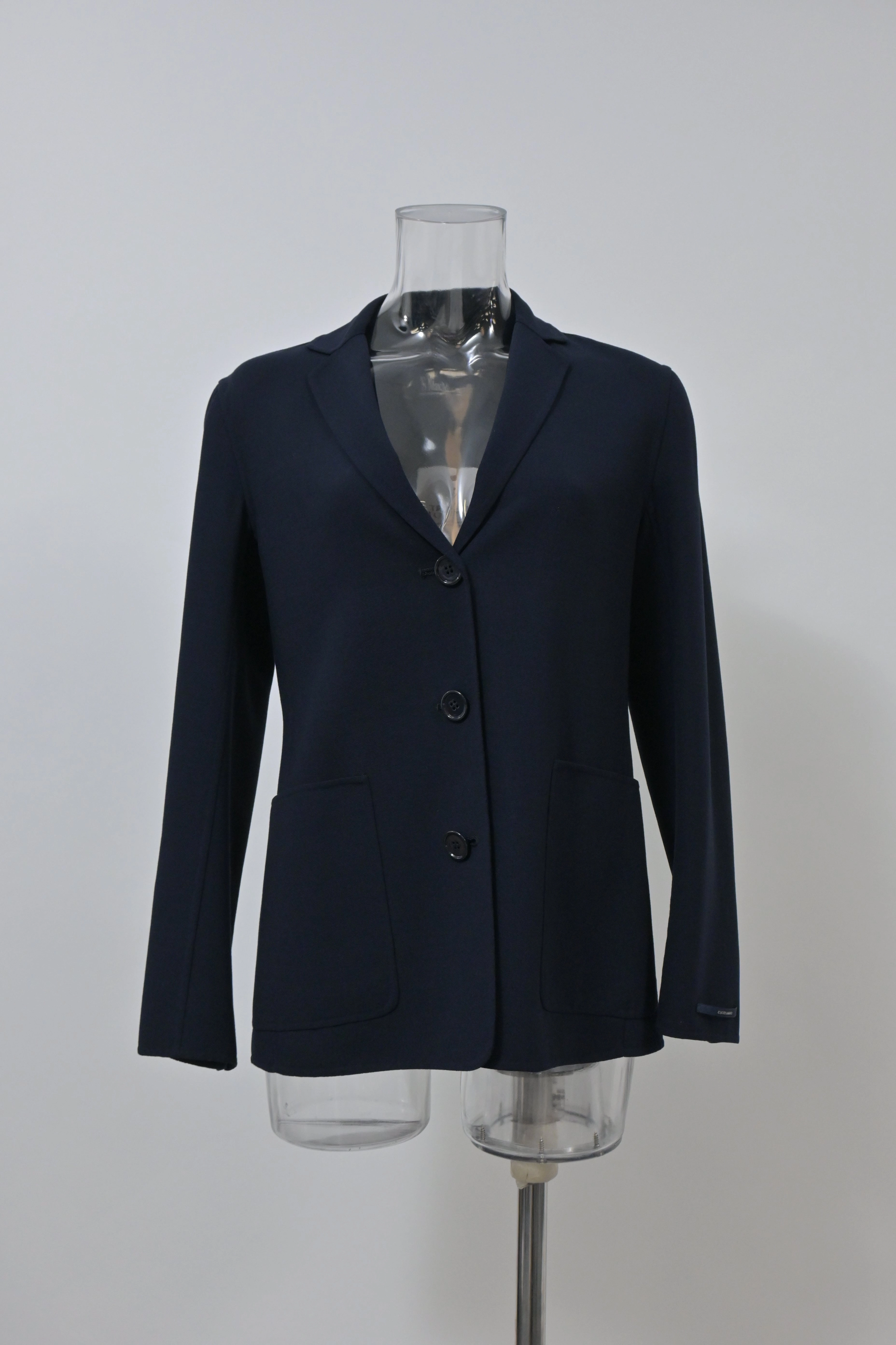 'S Max Mara Single-Breasted Cucito Amano Jacket in Navy Blue Wool