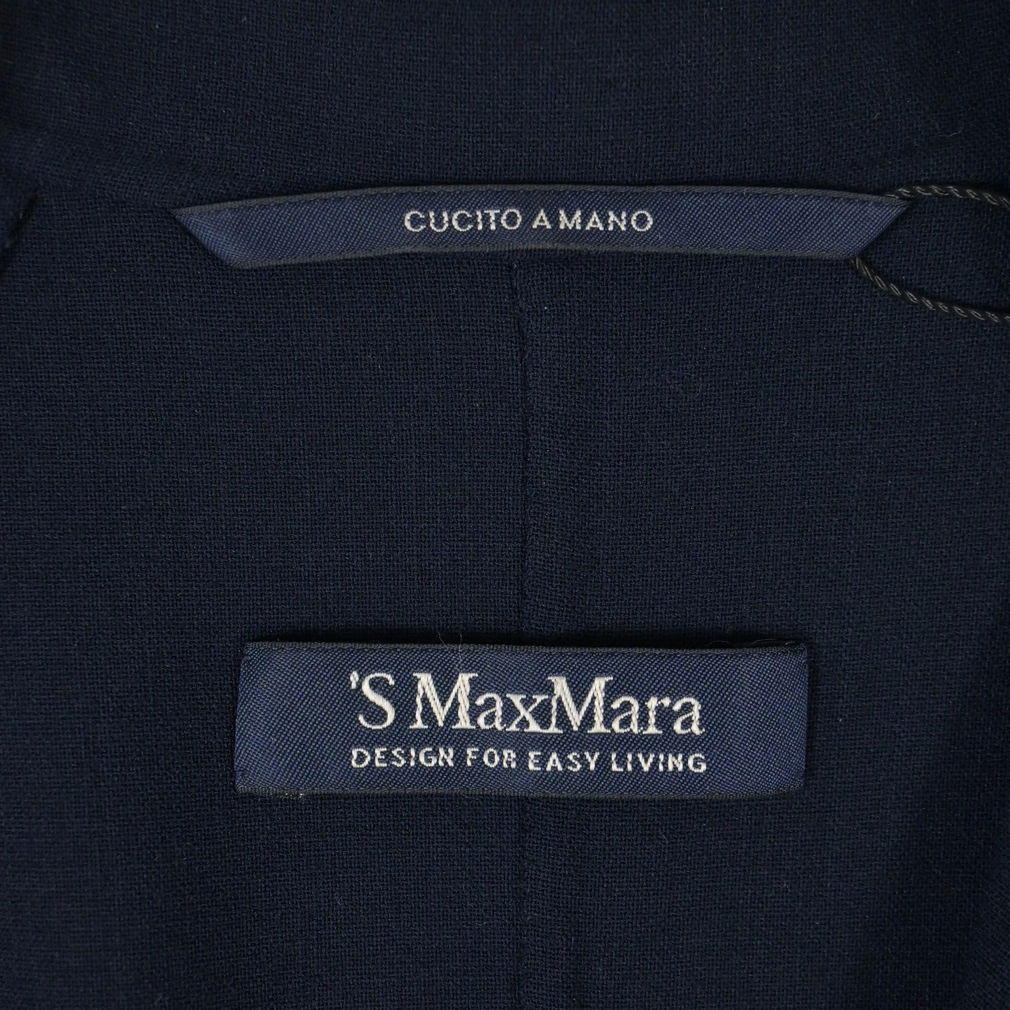 'S Max Mara Single-Breasted Cucito Amano Jacket in Navy Blue Wool