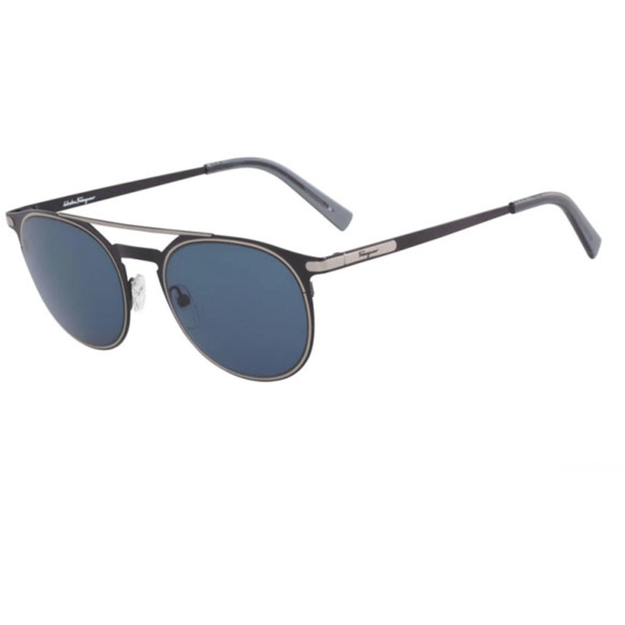 Salvatore Ferragamo Men's Sunglasses - Matte Black Full Rim Round Frame | SF186S 002