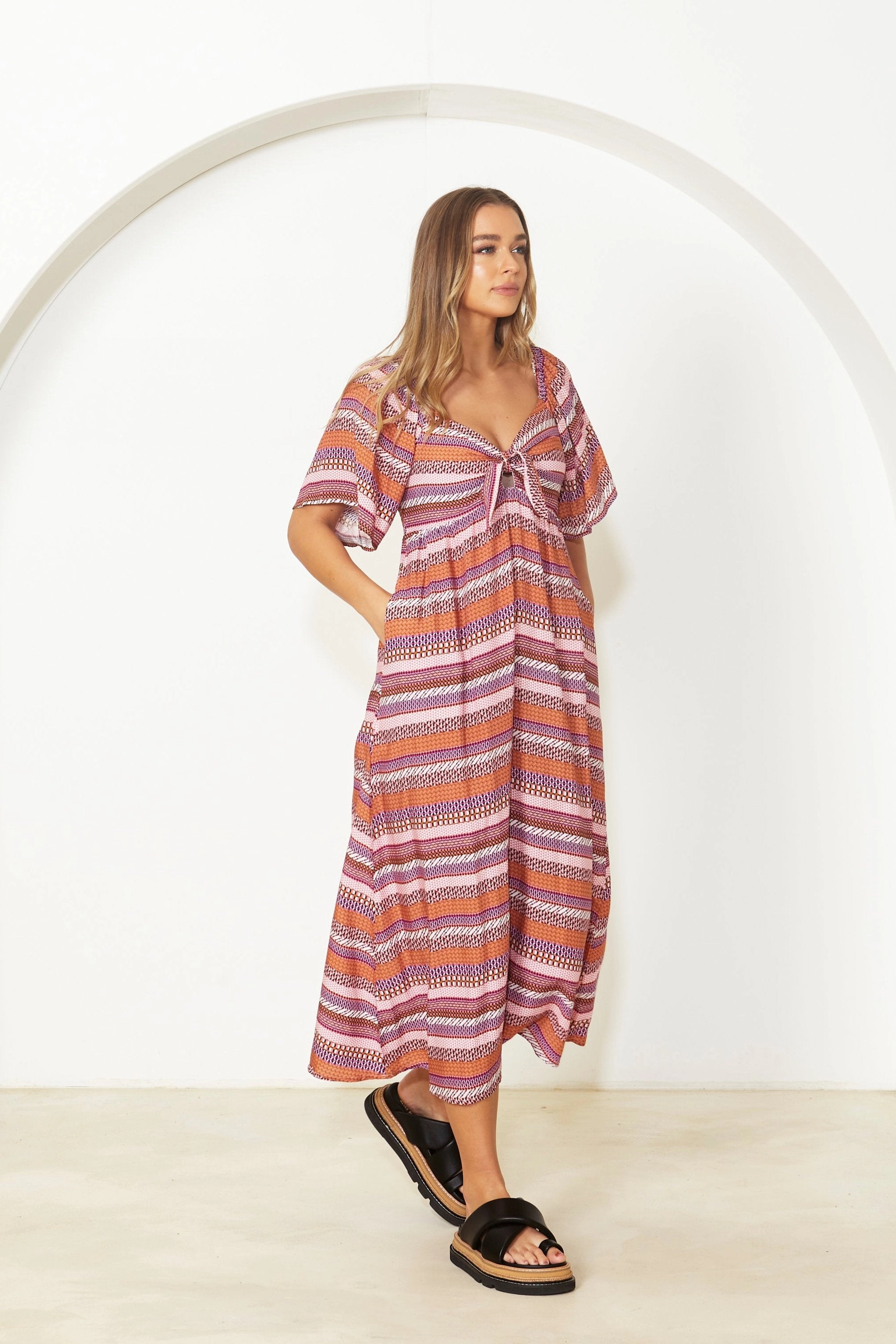Sass Raquel Midi Dress Aztec
