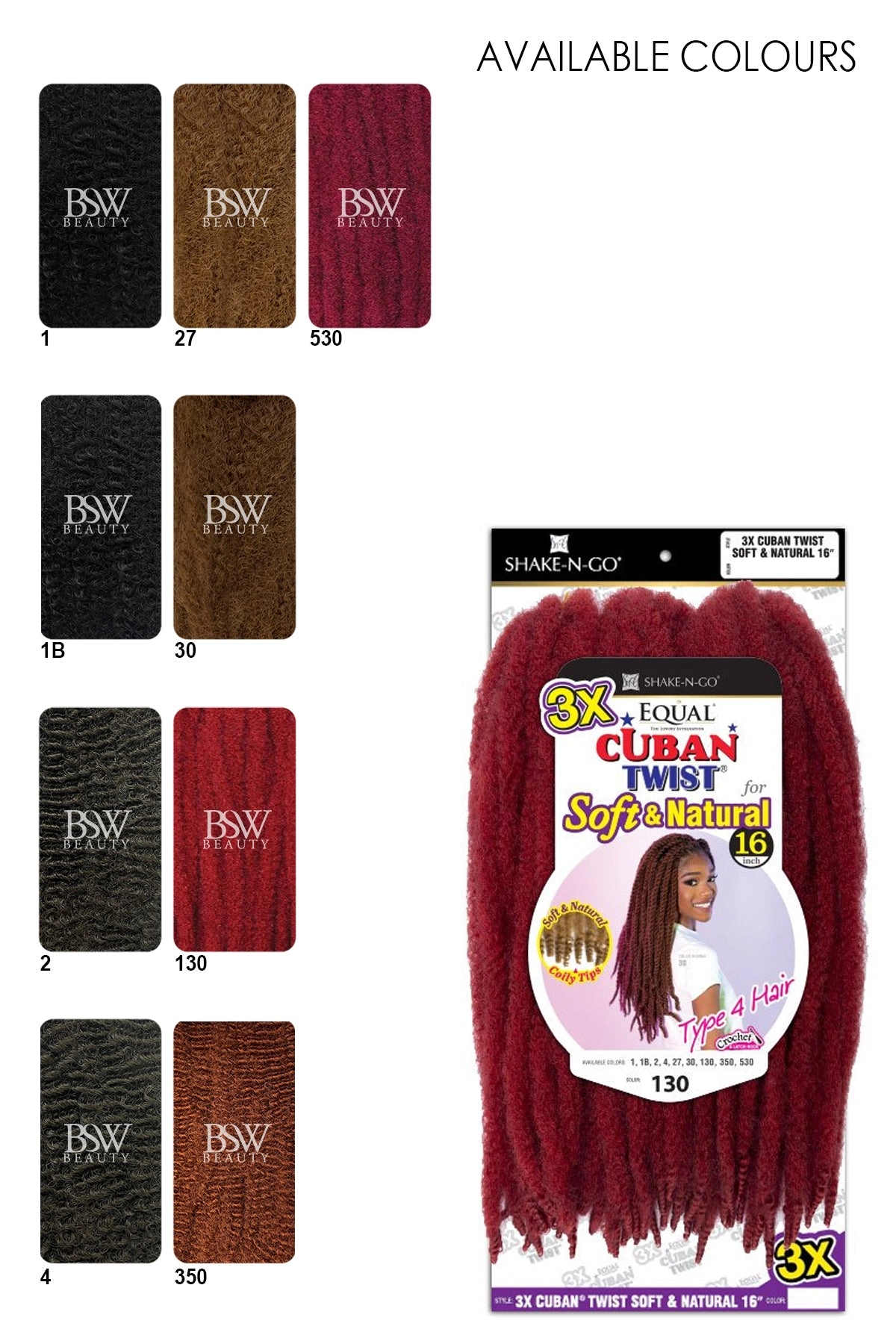 SHAKE N GO FREETRESS EQUAL BRAID - 3X CUBAN TWIST SOFT & NATURAL 16"
