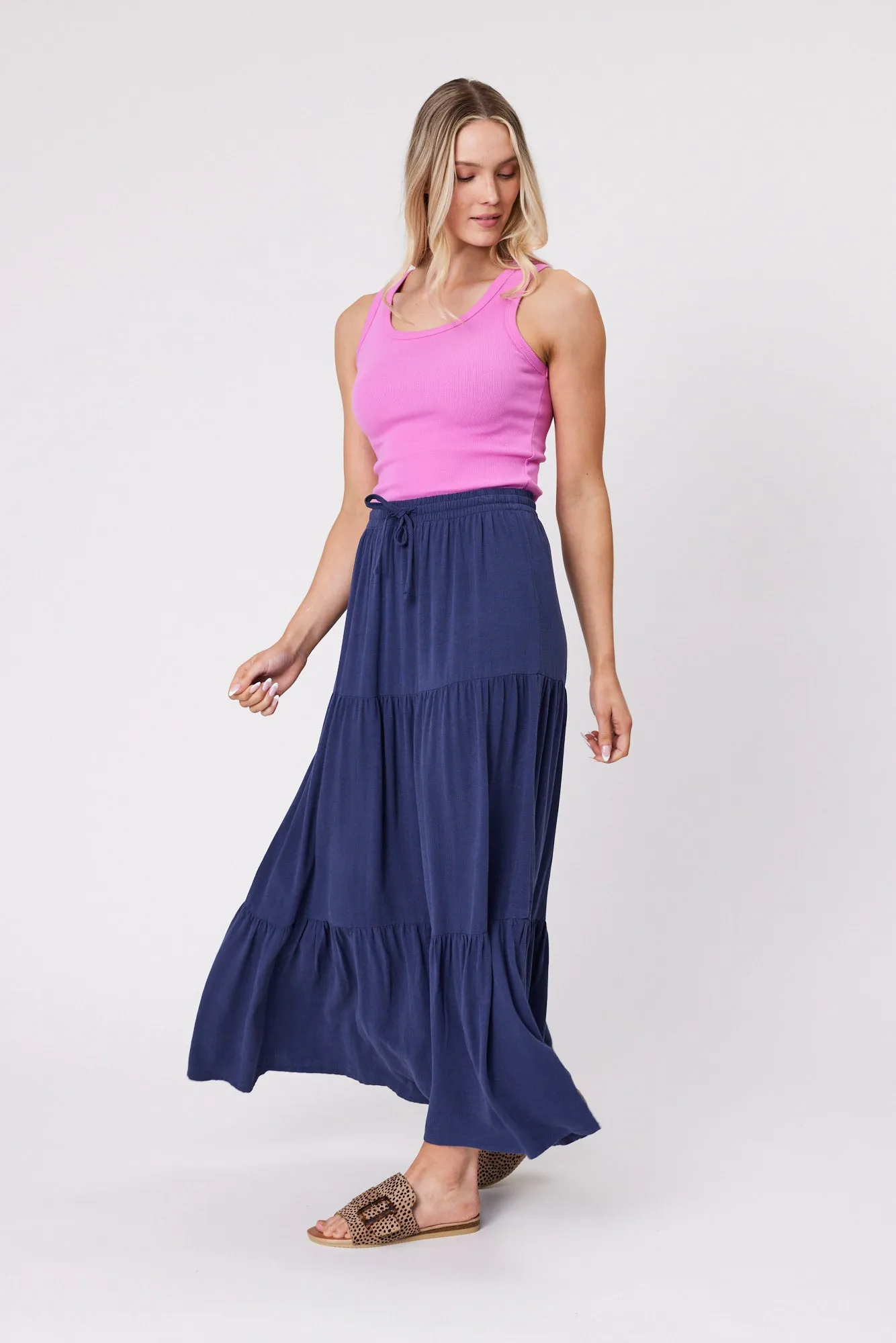 Shine On Essentials Maxi Skirt Navy