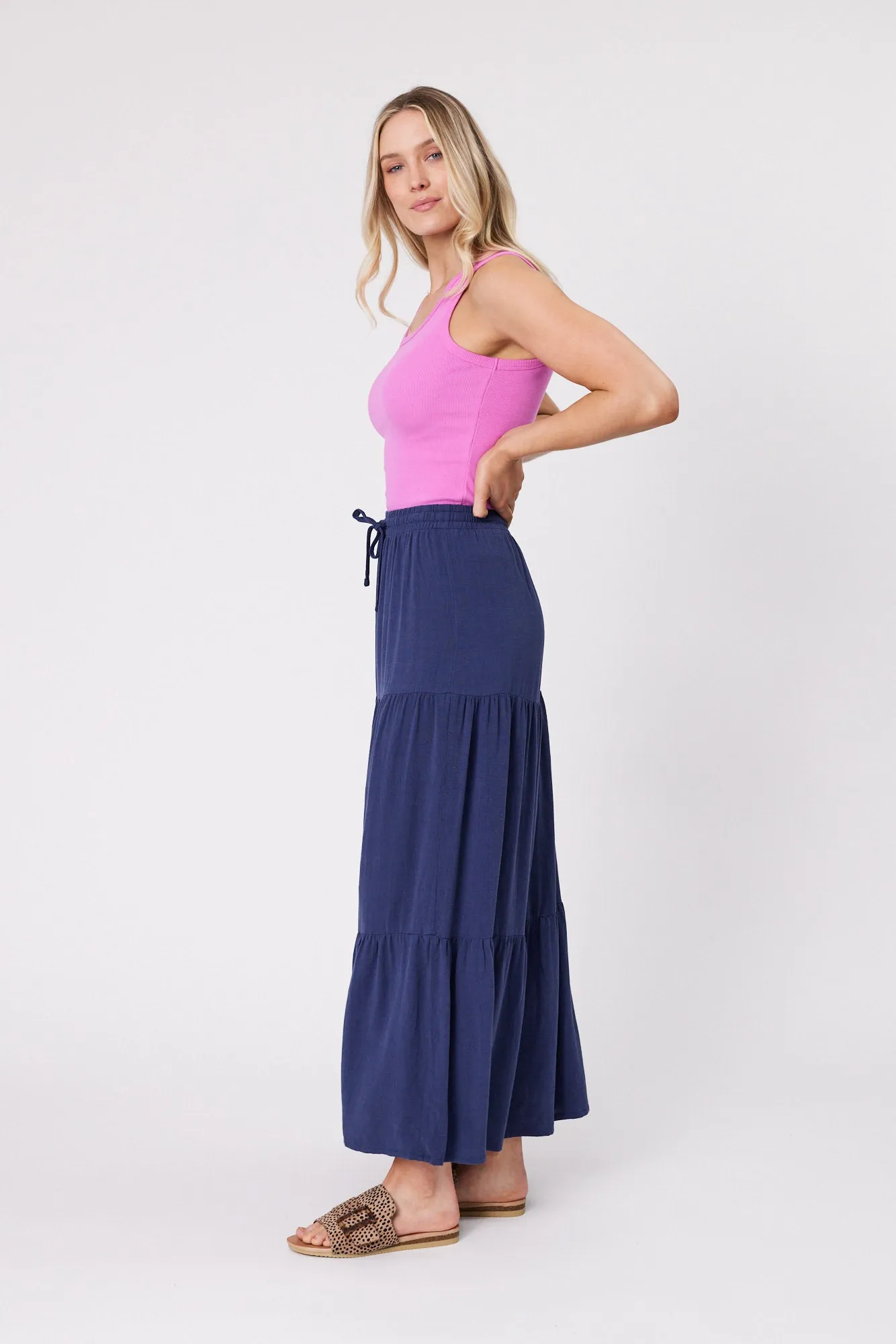 Shine On Essentials Maxi Skirt Navy