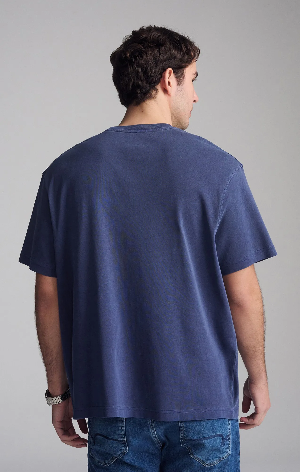 SHORT SLEEVE CREW NECK T-SHIRT IN BLACK IRIS
