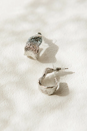 Silver Glitter Sand Hoop Earrings