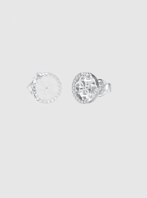 Silver Logo Flowers Stud Earrings