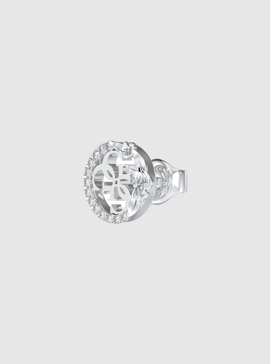 Silver Logo Flowers Stud Earrings