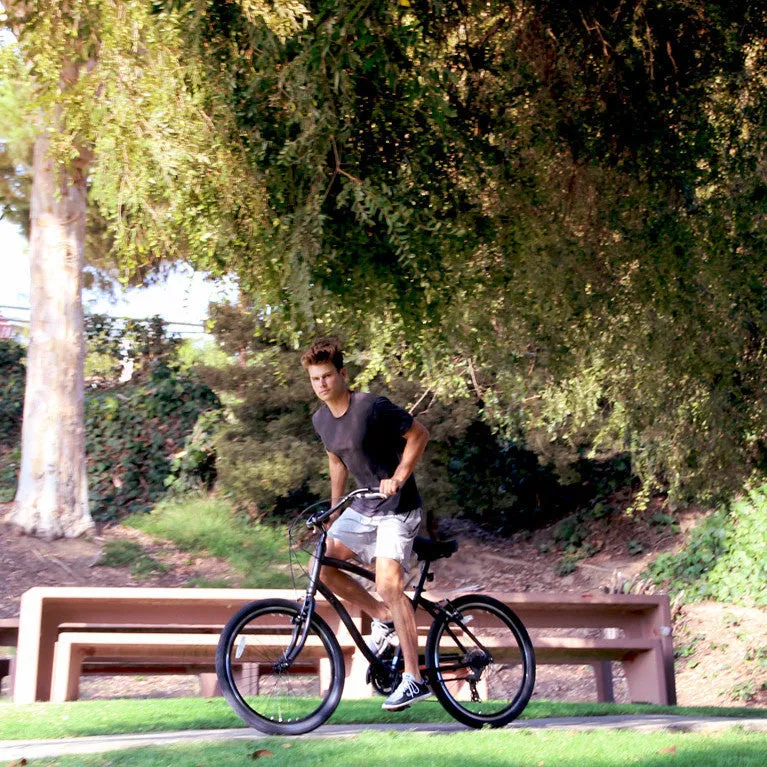 sixthreezero EVRYjourney Deluxe Men's 26" 7 Speed Hybrid Cruiser Bicycle w/ Integrated Lock, Basket, Light