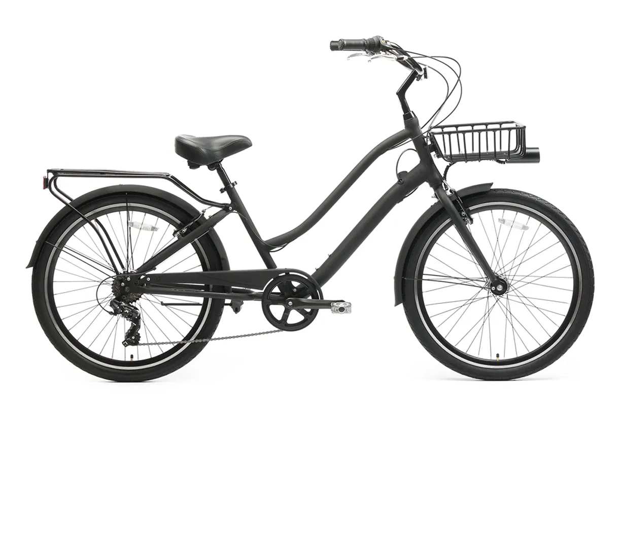 sixthreezero EVRYjourney Deluxe Men's 26" 7 Speed Hybrid Cruiser Bicycle w/ Integrated Lock, Basket, Light