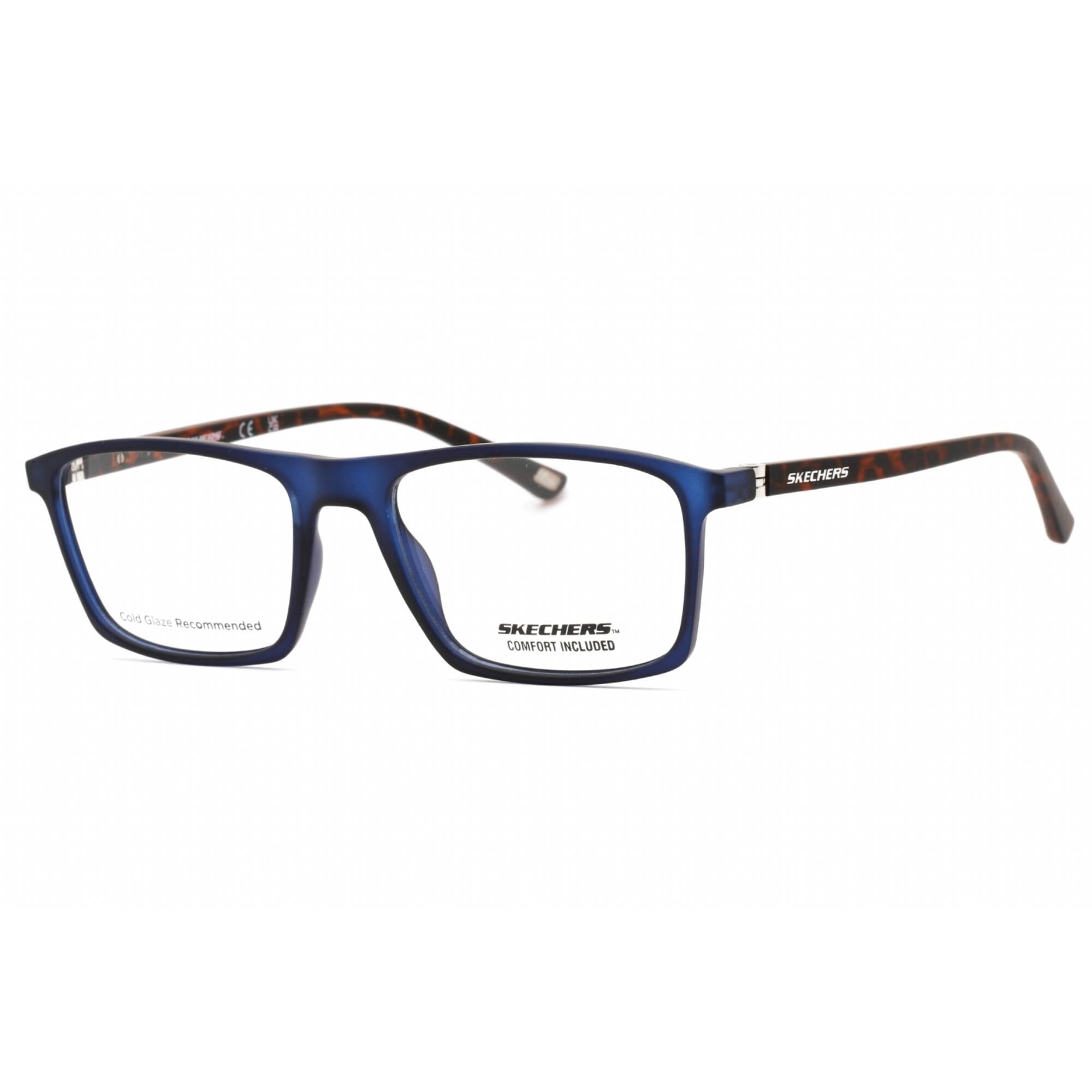 Skechers Men's Eyeglasses - Matte Blue Plastic Rectangular Full Rim Frame | SE3302 091