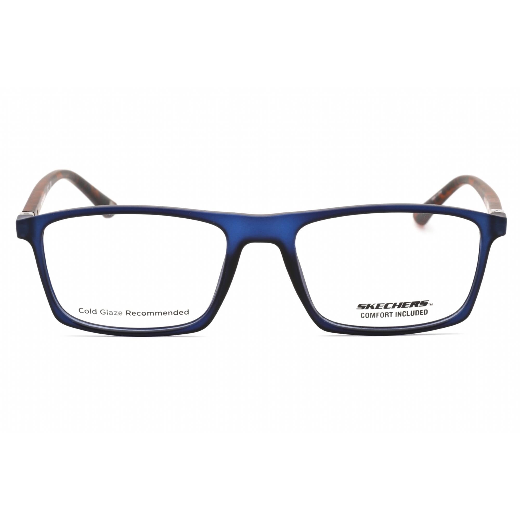 Skechers Men's Eyeglasses - Matte Blue Plastic Rectangular Full Rim Frame | SE3302 091