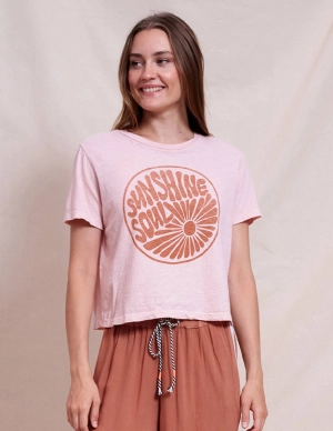 Sundry Sunshine Crew Neck Tee in Iconic Pink