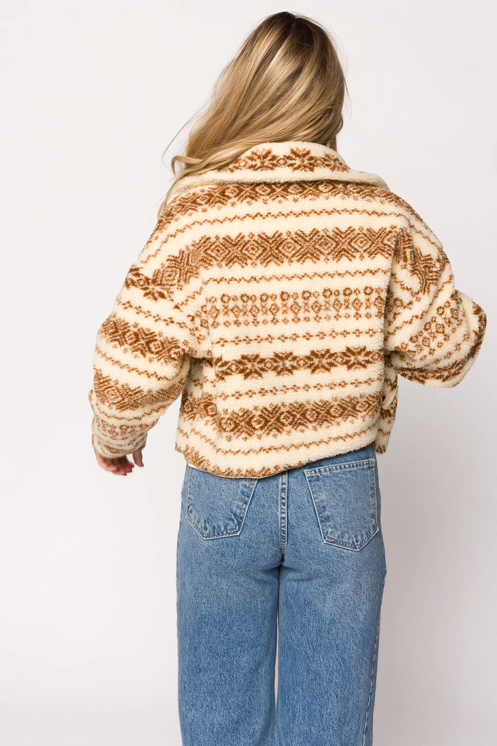 Sylvie Printed Fleece Jacket in Cream