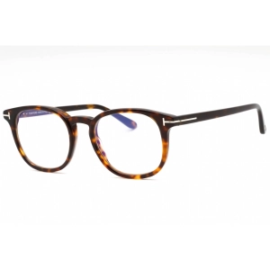 Tom Ford Men's Eyeglasses - Dark Havana/Clear Plastic Round Frame | FT5819-B 052