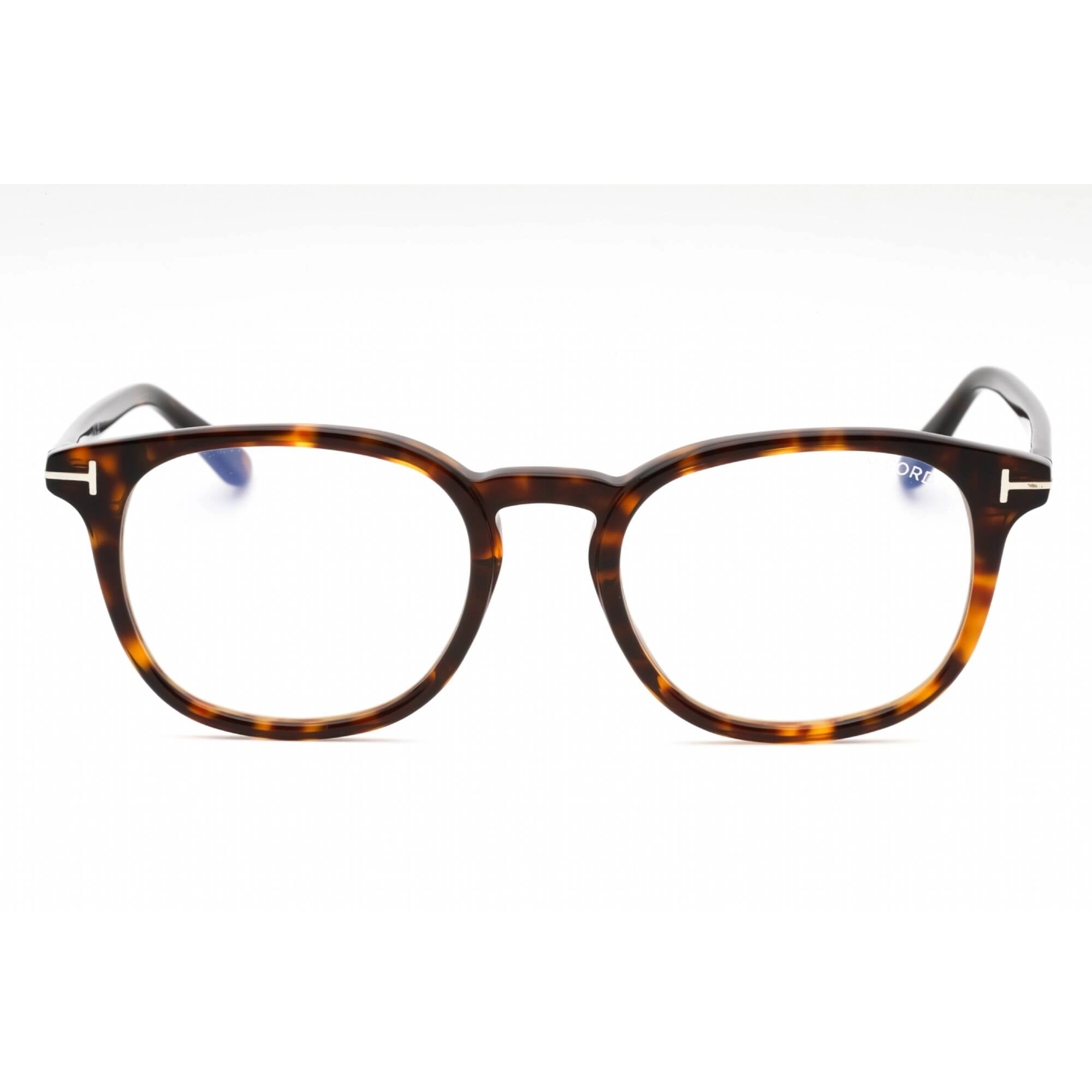 Tom Ford Men's Eyeglasses - Dark Havana/Clear Plastic Round Frame | FT5819-B 052