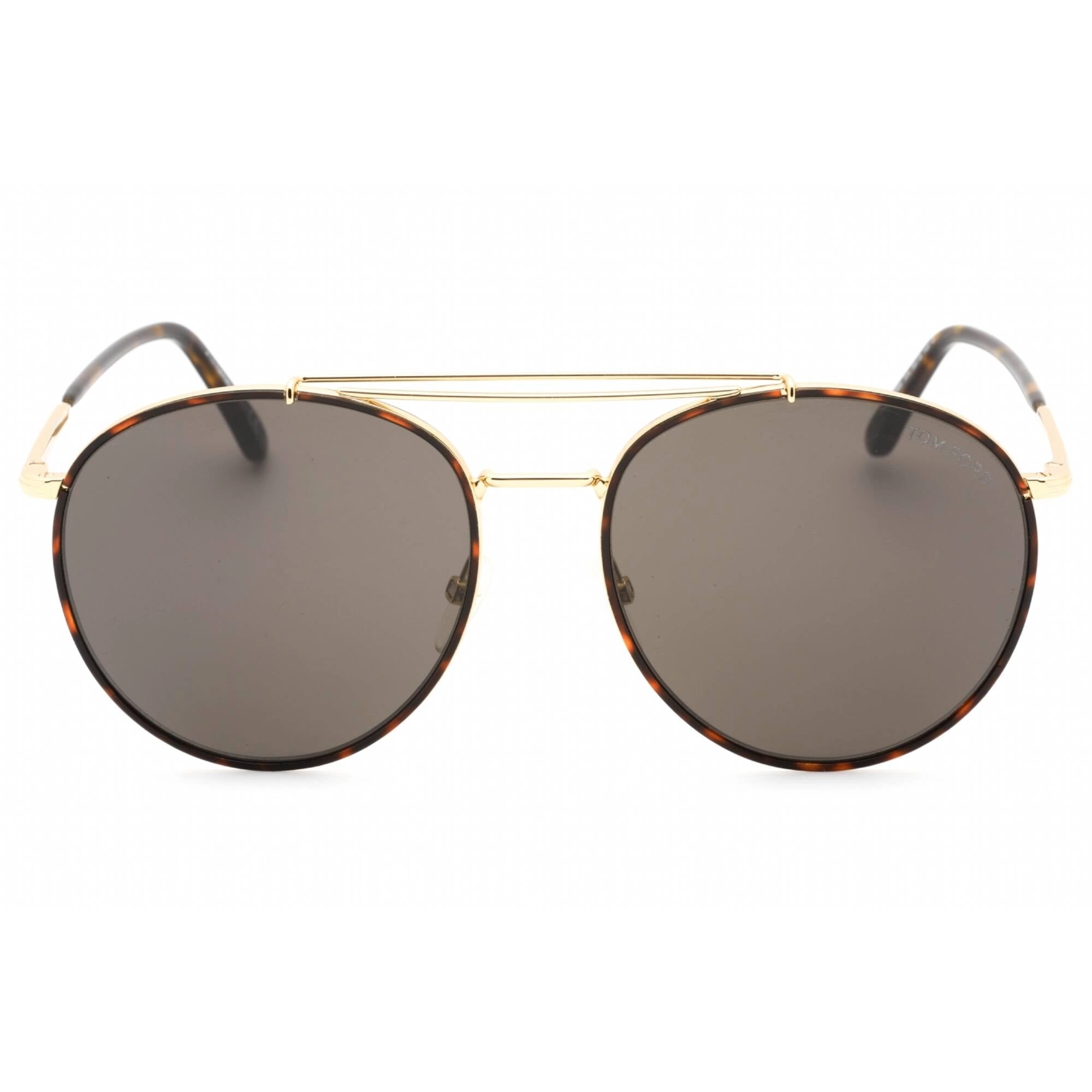 Tom Ford Men's Sunglasses - Shiny Deep Gold Metal Oval Frame Smoke Lens | FT0694 30A