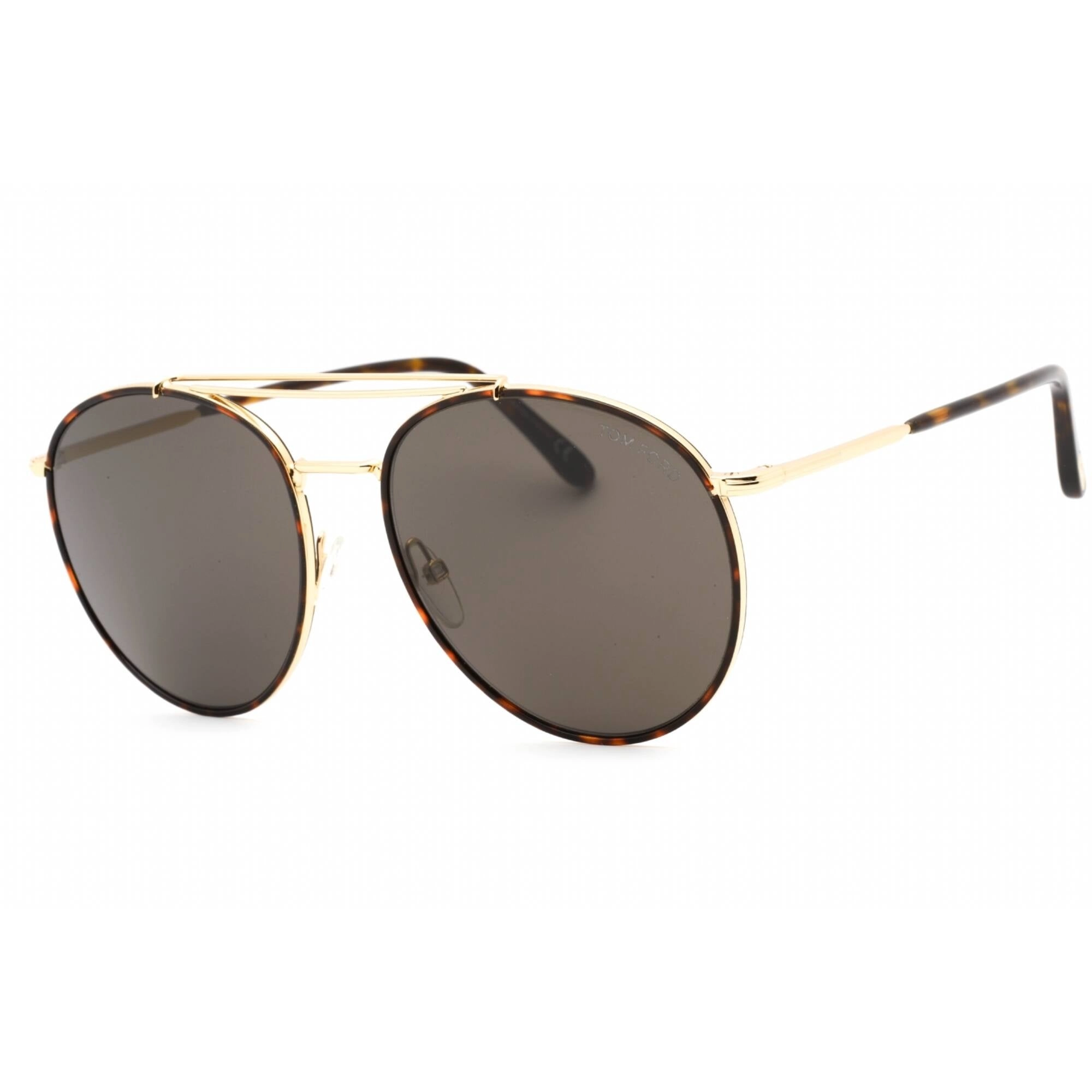 Tom Ford Men's Sunglasses - Shiny Deep Gold Metal Oval Frame Smoke Lens | FT0694 30A