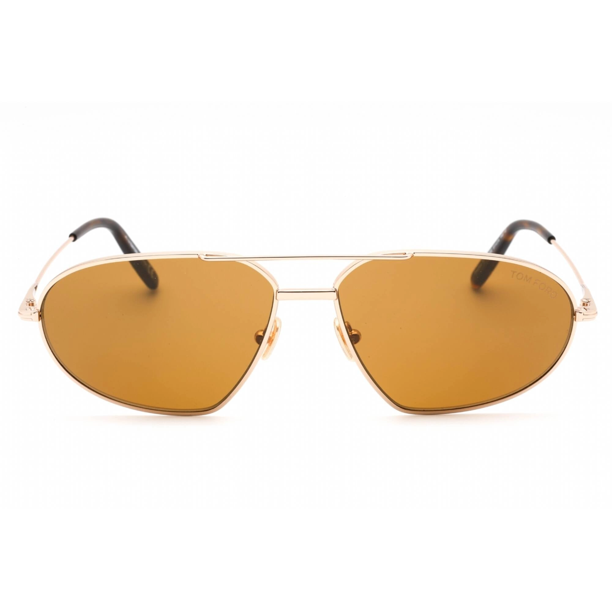 Tom Ford Men's Sunglasses - Shiny Rose Gold Metal Pilot Frame Brown Lens | FT0771 28E
