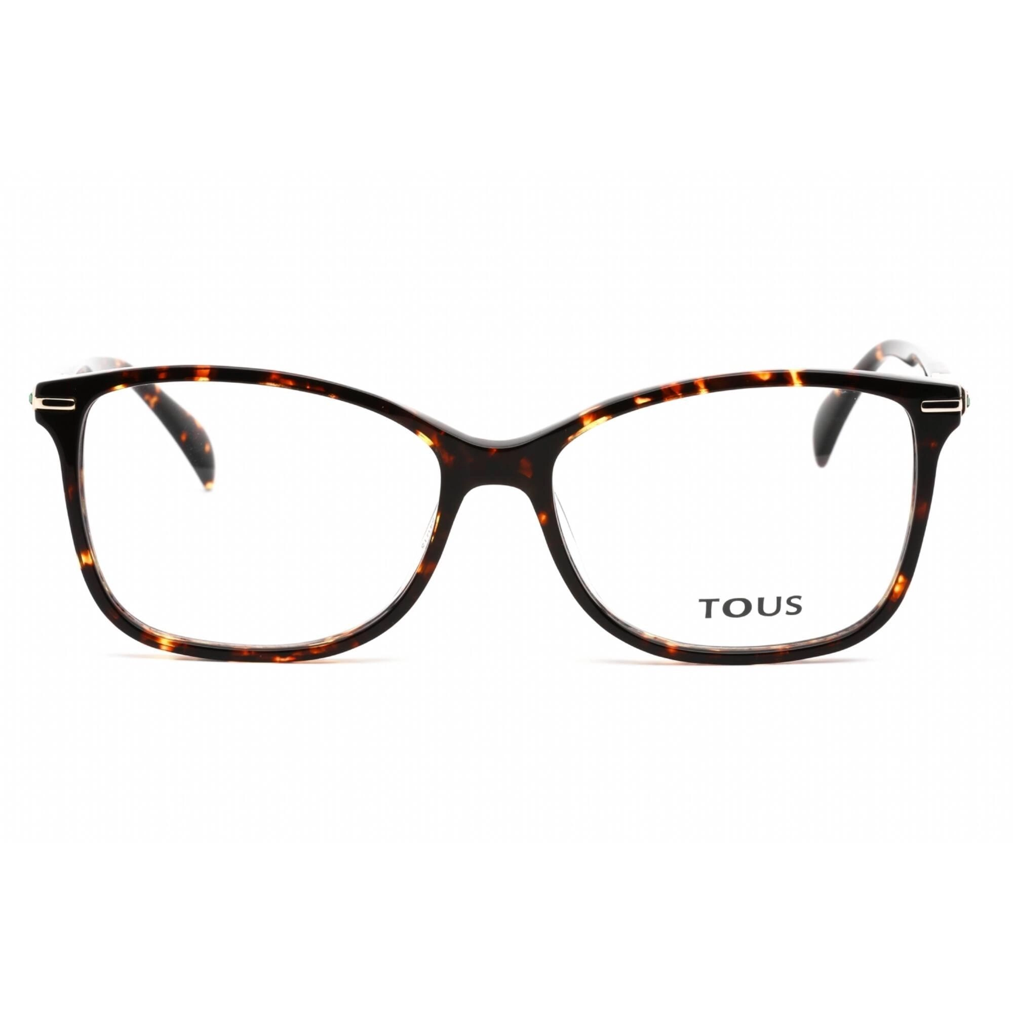 Tous Men's Eyeglasses - Full Rim Shiny Havana Plastic Rectangular Frame | VTOB11S 0714