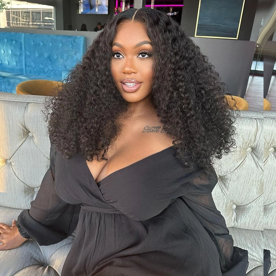Tuneful Big Curly 250% Density Double Drawn Jerry Curly Fluffy Bouncy Wigs