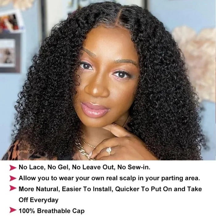 Tuneful Kinky Curly No Lace No Glue V Part Wig Affordable Wigs For Women Beginner Friendly Wear and Go