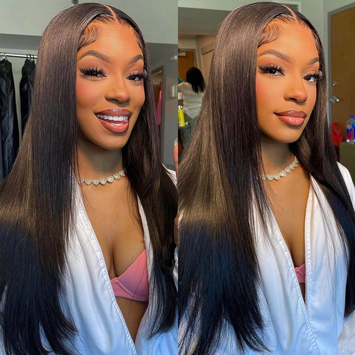 Tuneful Ready To Wear Glueless 6x4 Pre-Bleached Pre-Cut Pre-Plucked Lace 13x6 Lace Front Human Hair Straight Wigs