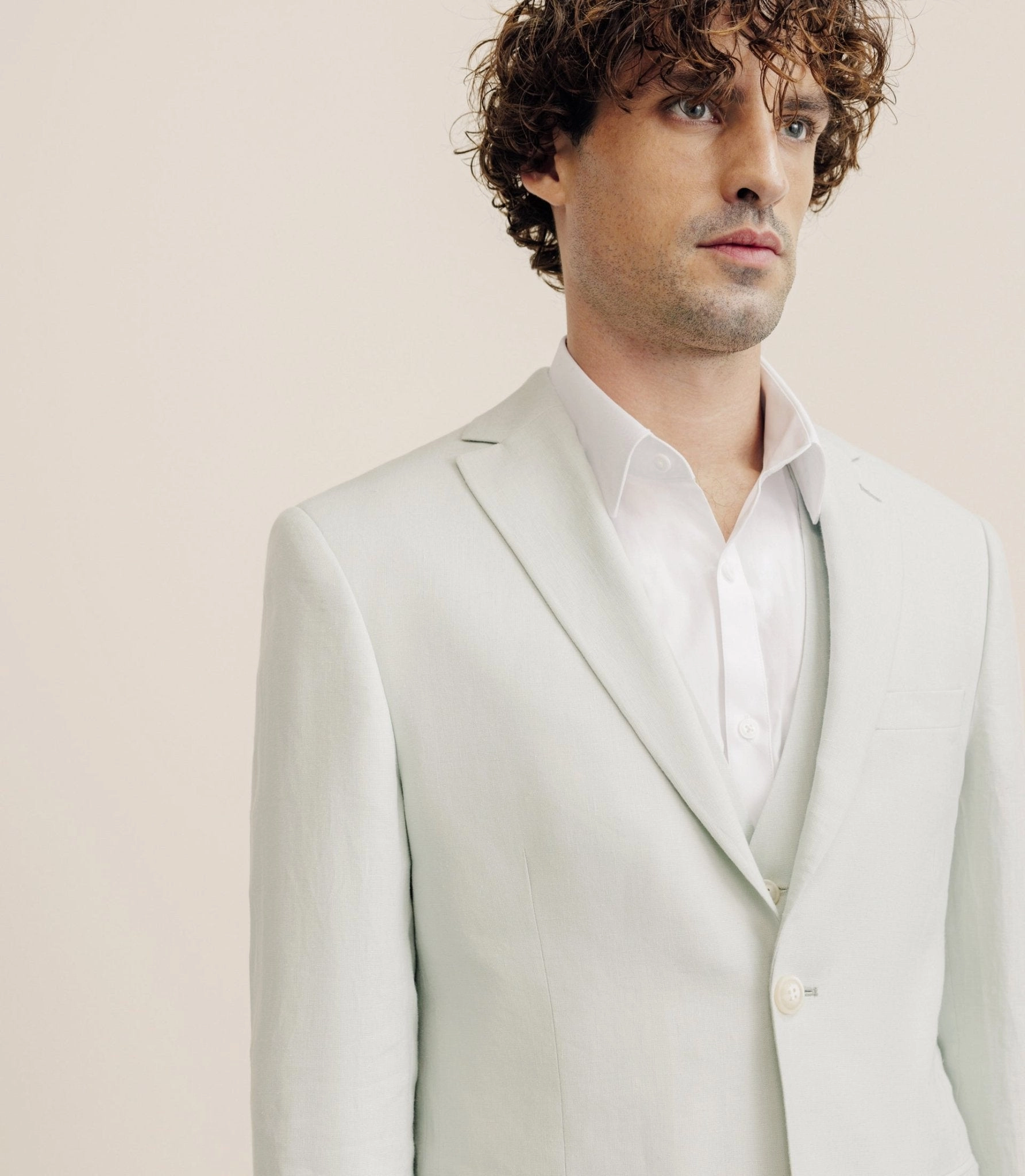 Veste ville 100% lin séparable vert eau