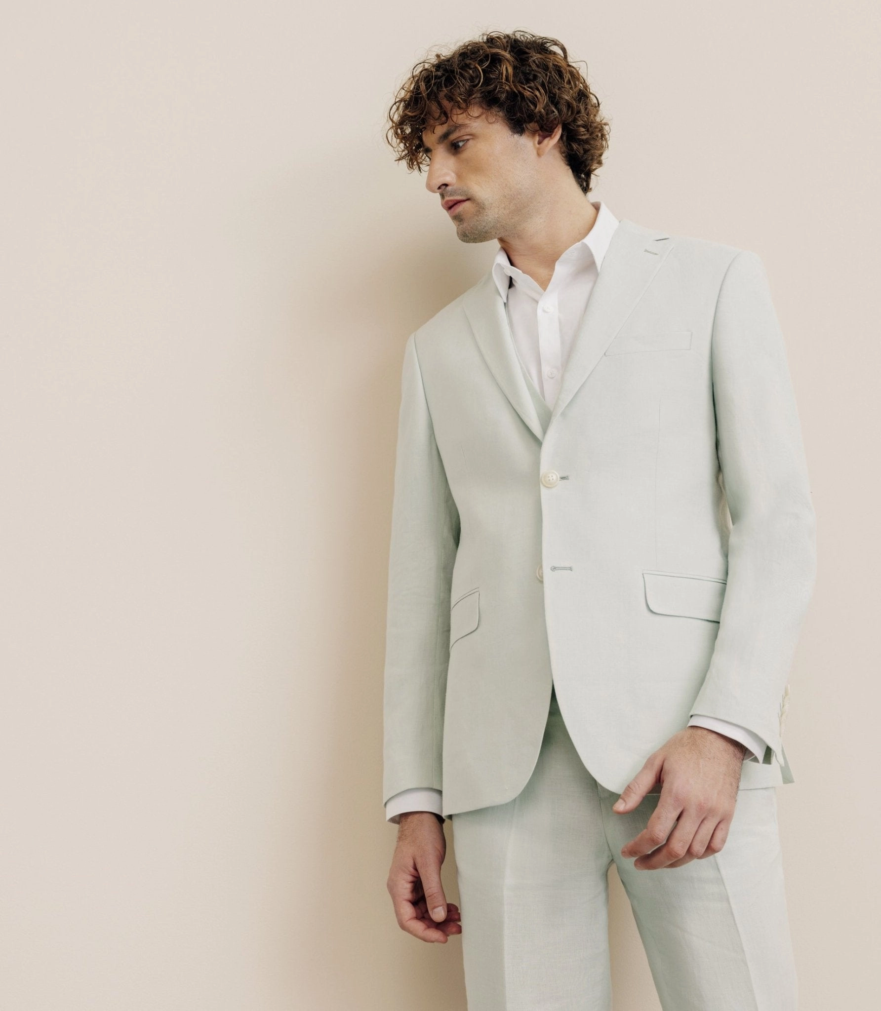 Veste ville 100% lin séparable vert eau