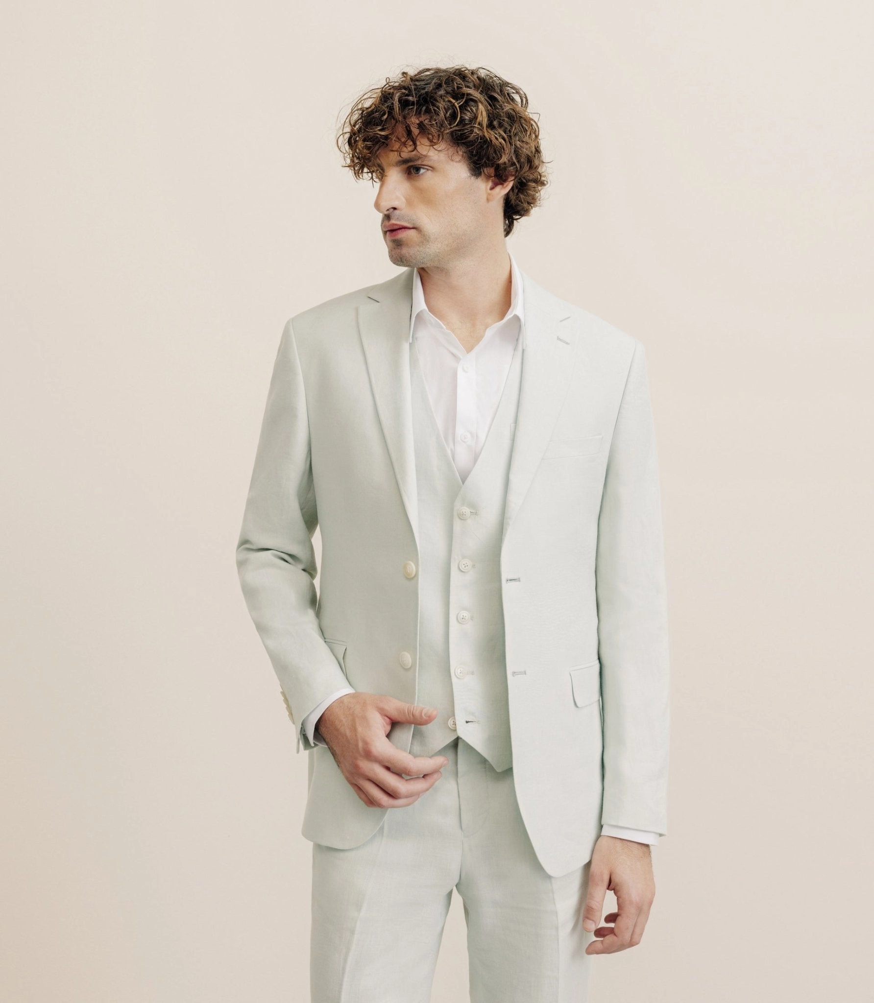 Veste ville 100% lin séparable vert eau